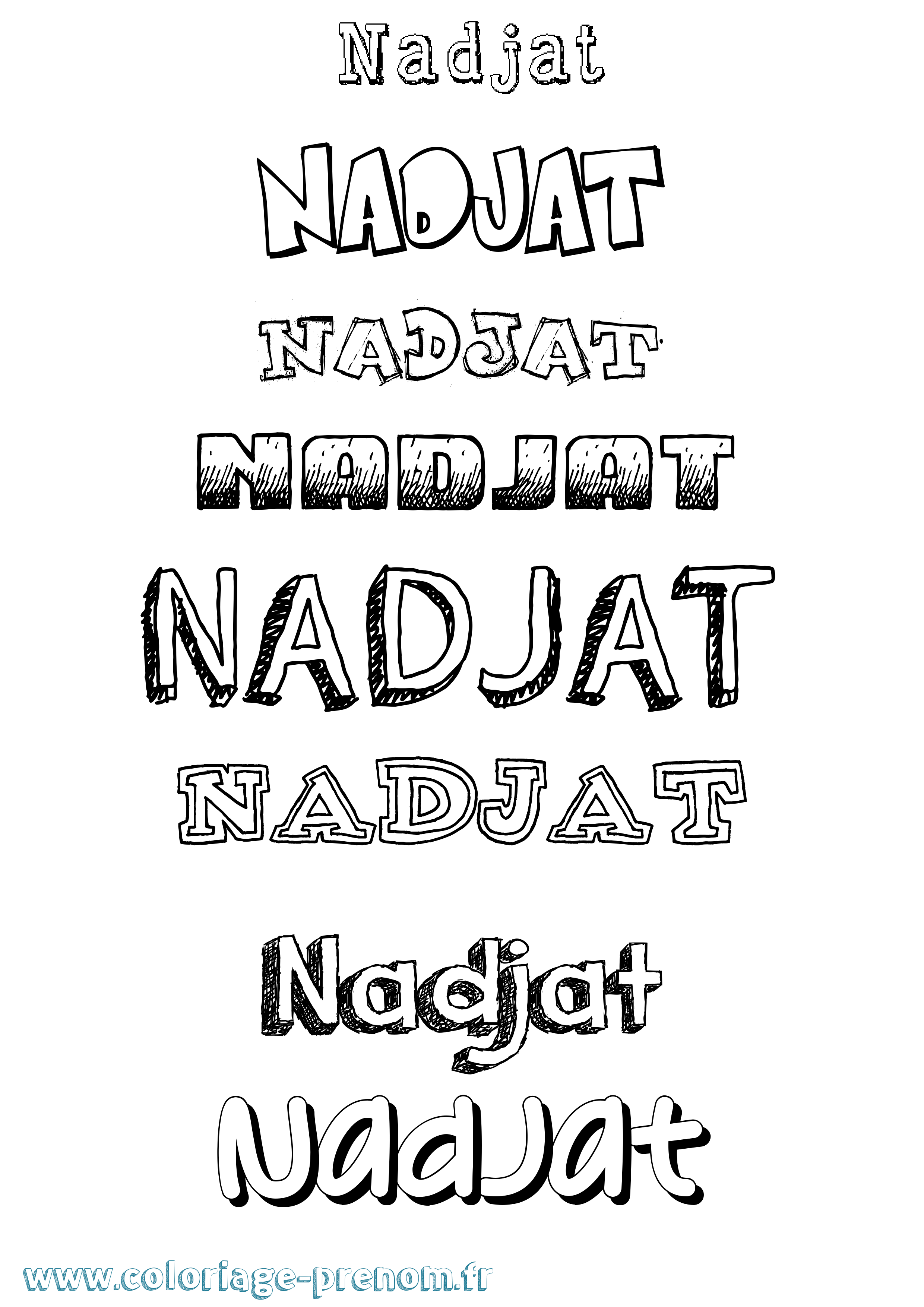 Coloriage Nadjat Dessiné Coloriage prénom Nadjat Dessiné