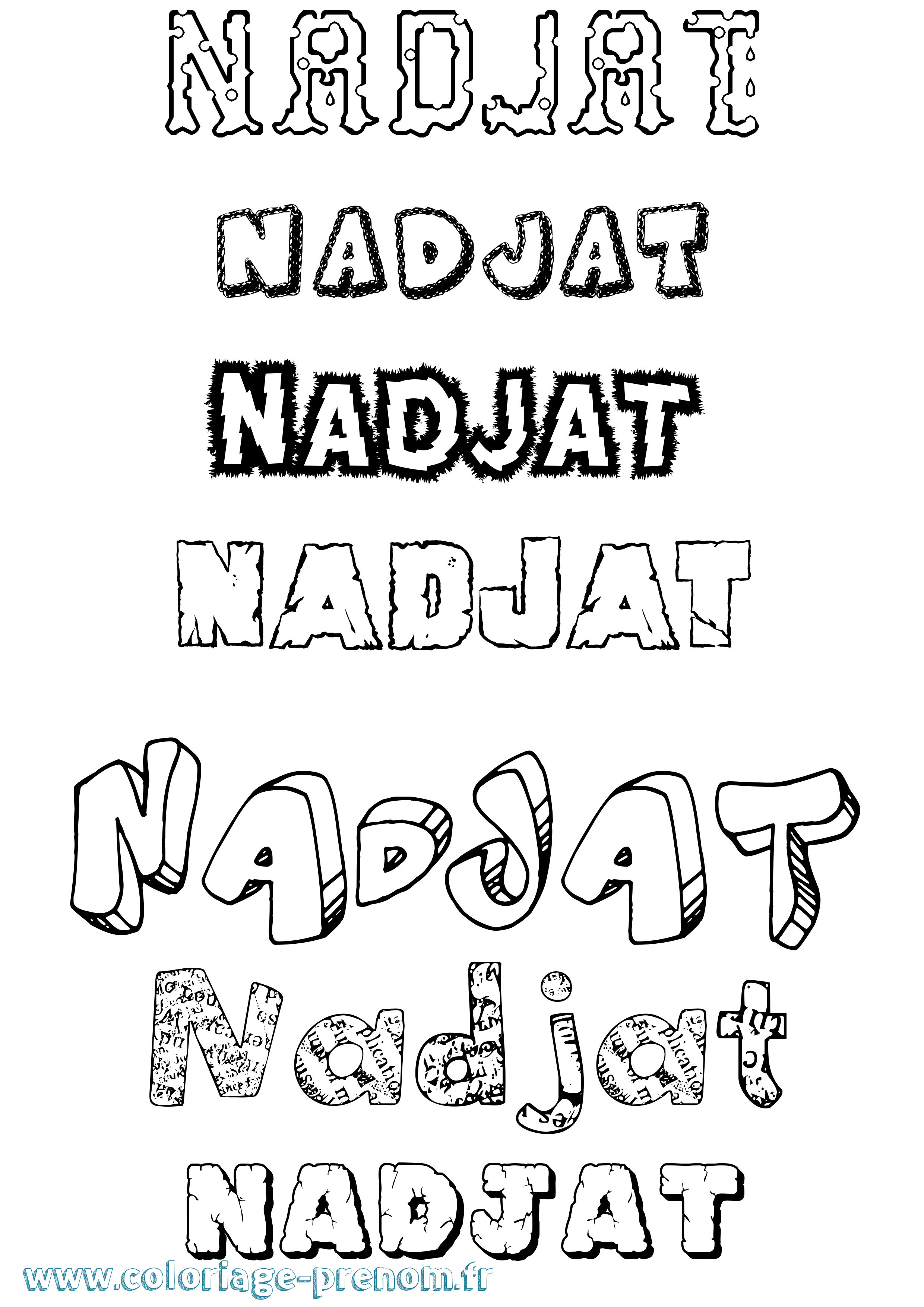 Coloriage Nadjat Destructuré Coloriage prénom Nadjat Destructuré