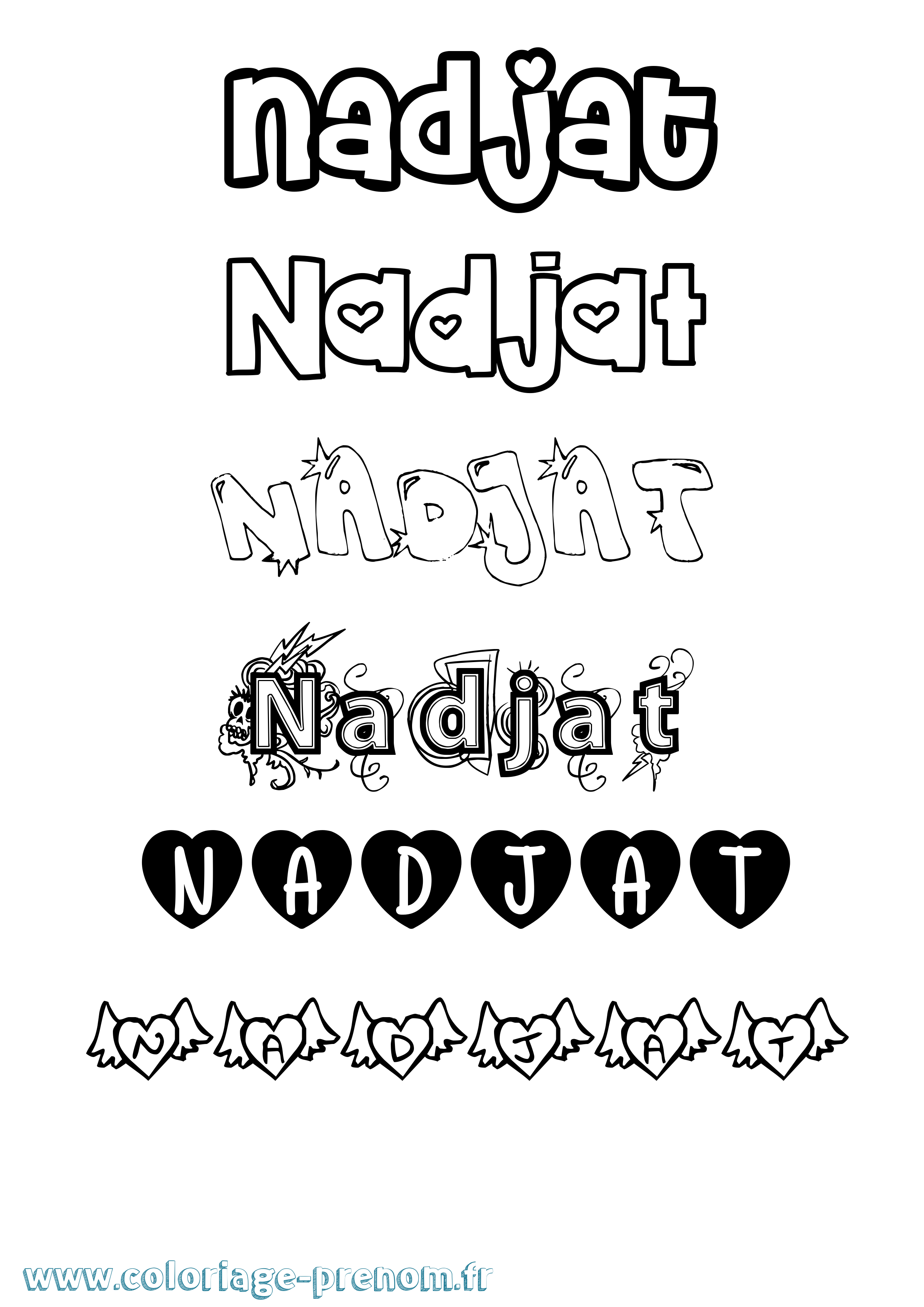Coloriage Nadjat Girly Coloriage prénom Nadjat Girly