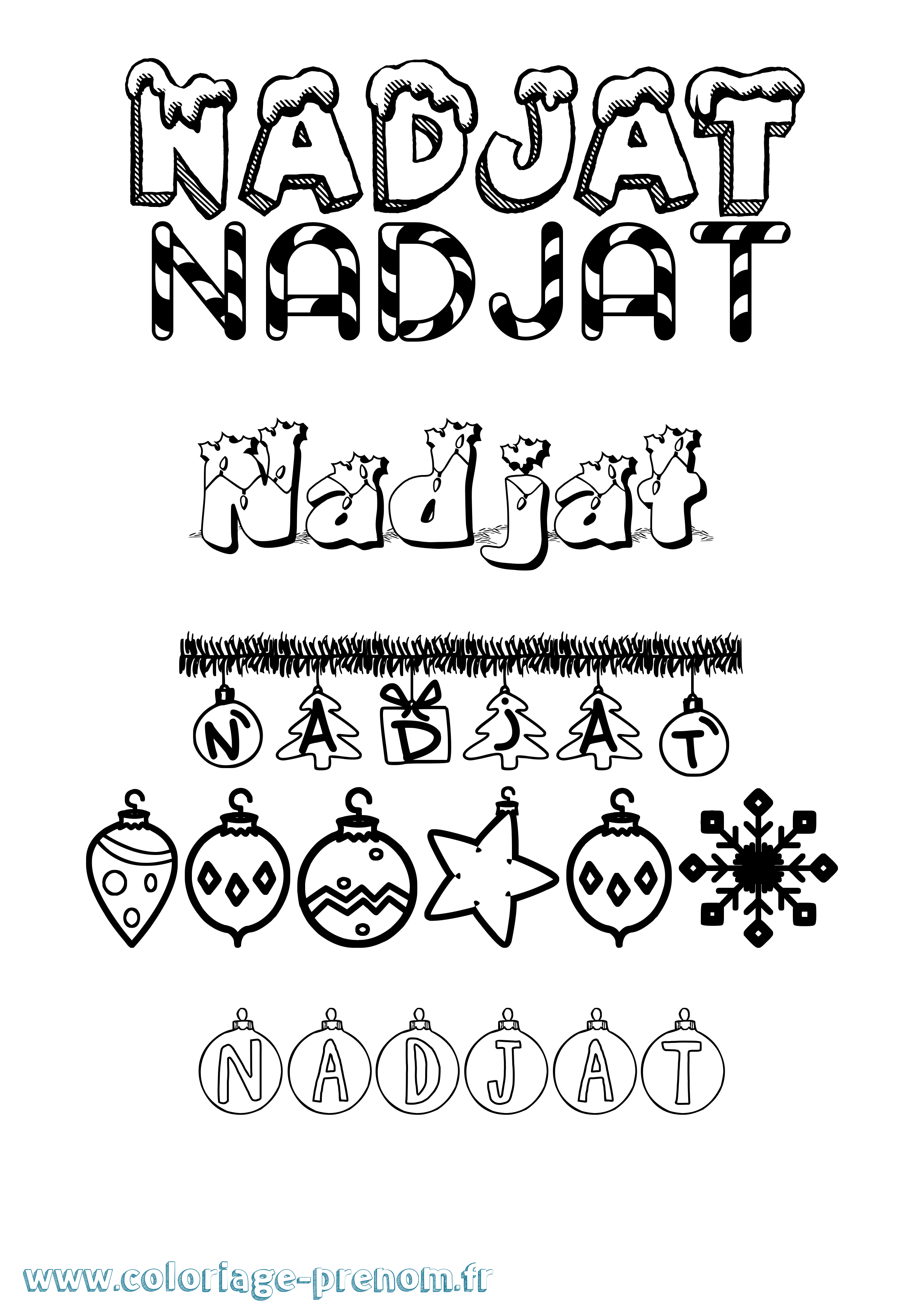 Coloriage Nadjat Noël Coloriage prénom Nadjat Noël