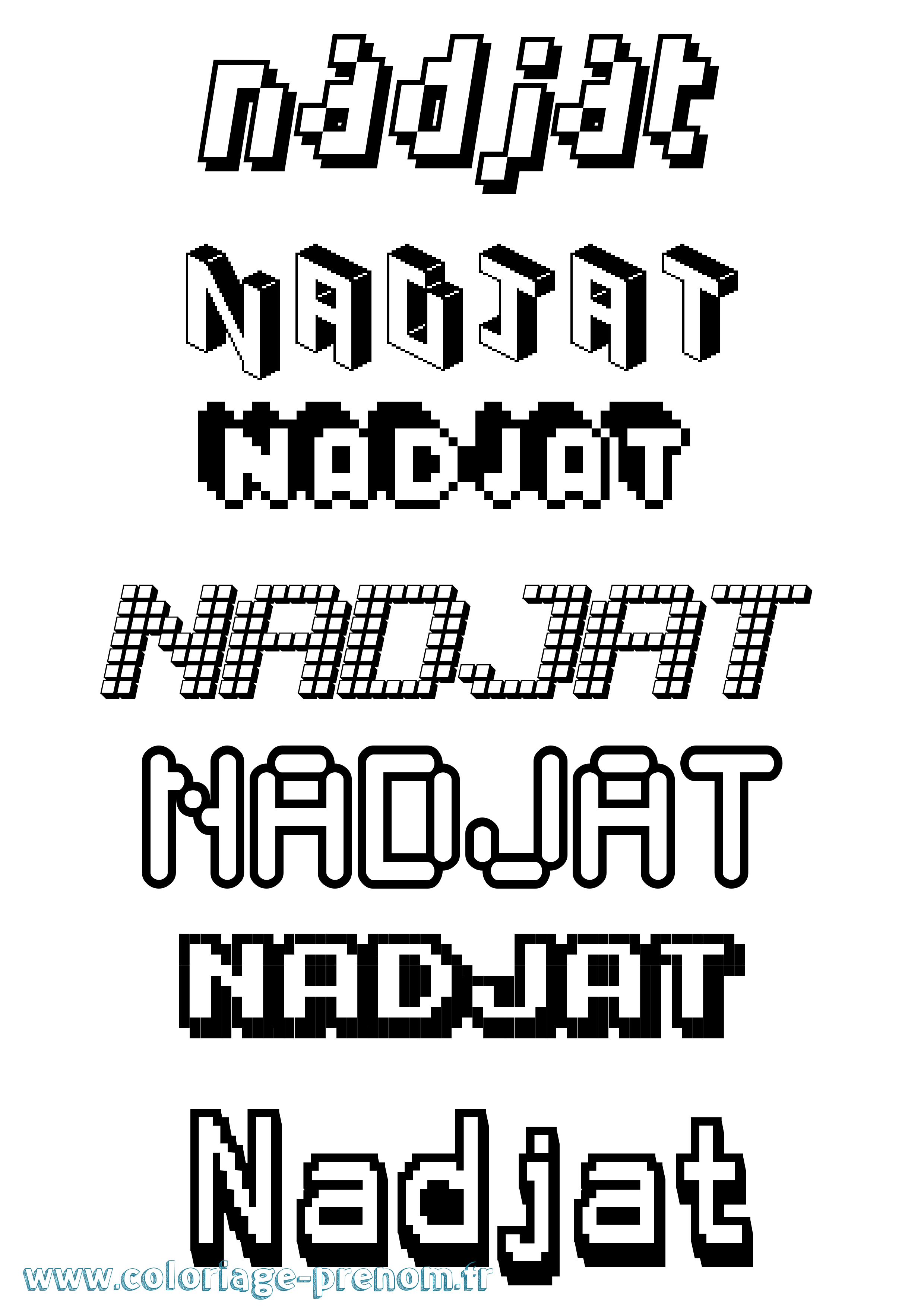 Coloriage Nadjat Pixel Coloriage prénom Nadjat Pixel