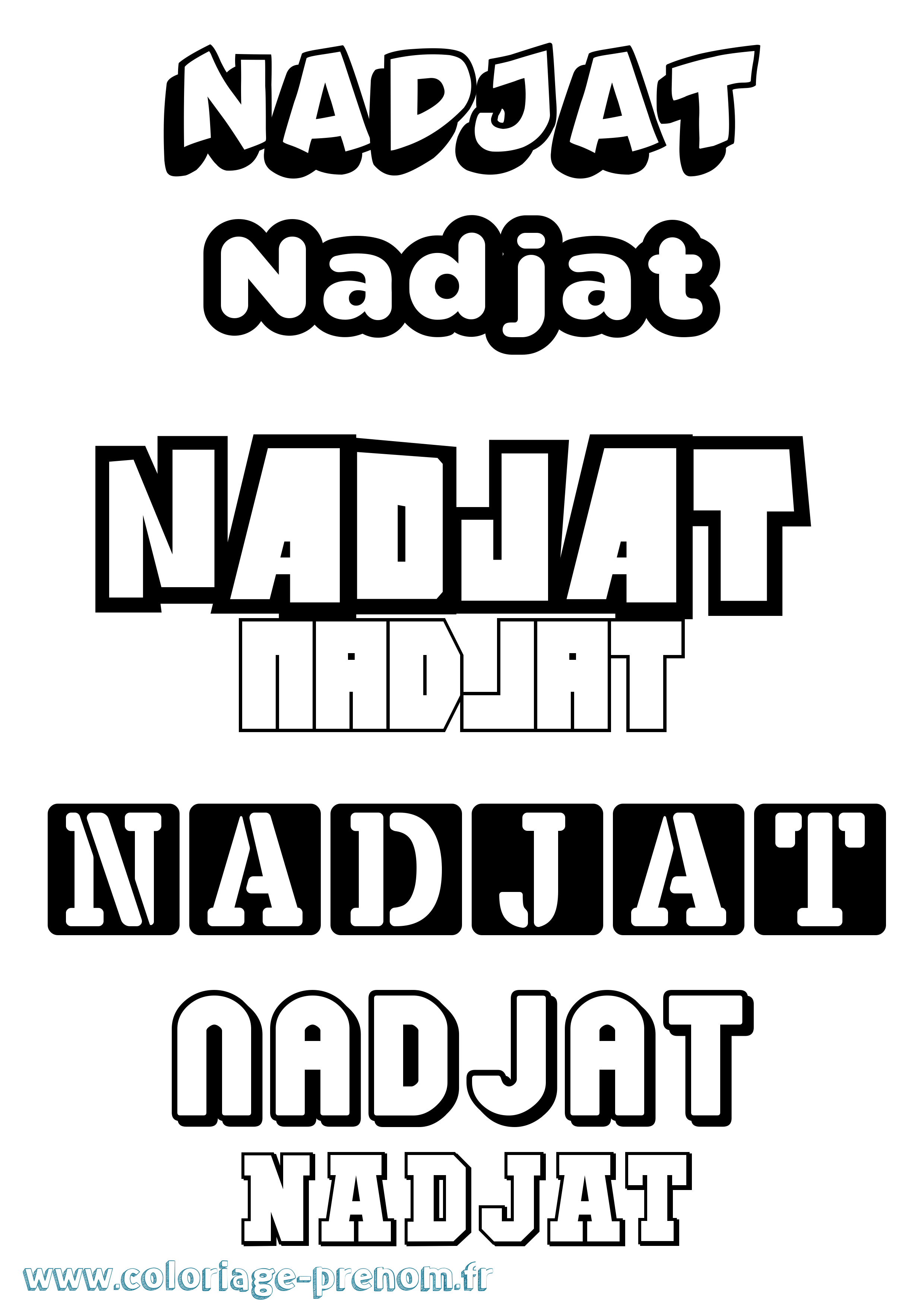 Coloriage Nadjat Simple Coloriage prénom Nadjat Simple