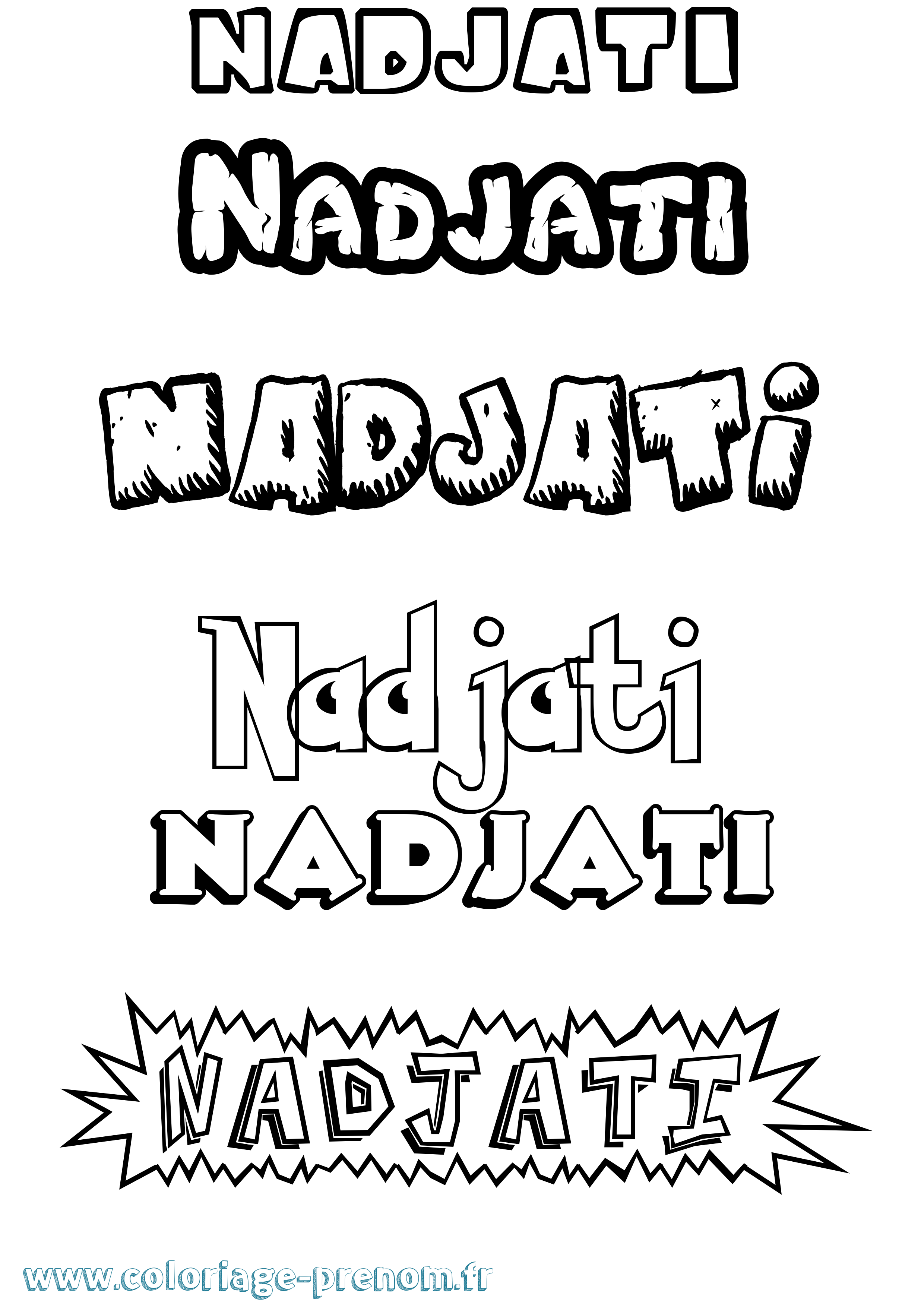Coloriage Nadjati Dessin Animé Coloriage prénom Nadjati Dessin Animé