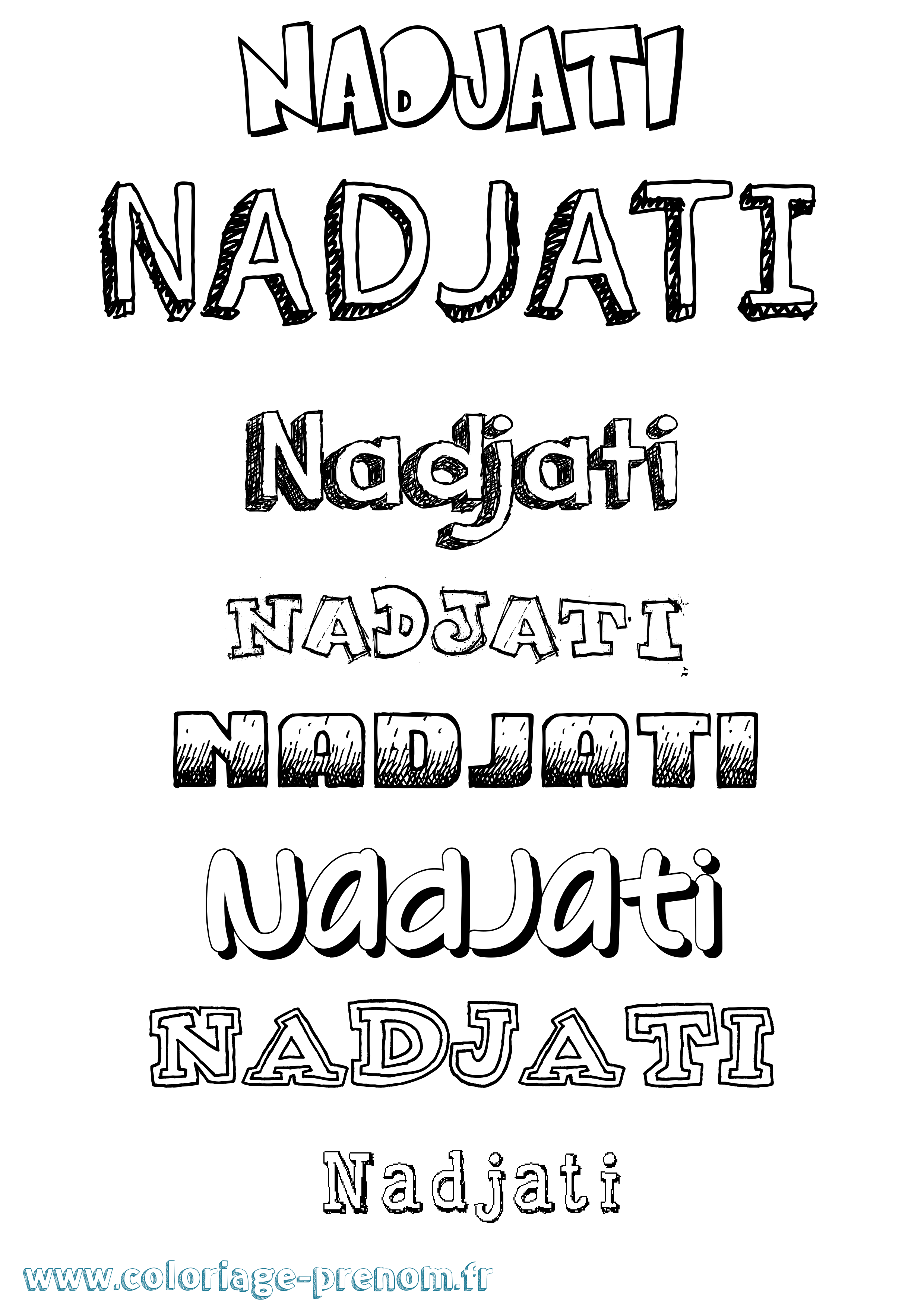 Coloriage Nadjati Dessiné Coloriage prénom Nadjati Dessiné
