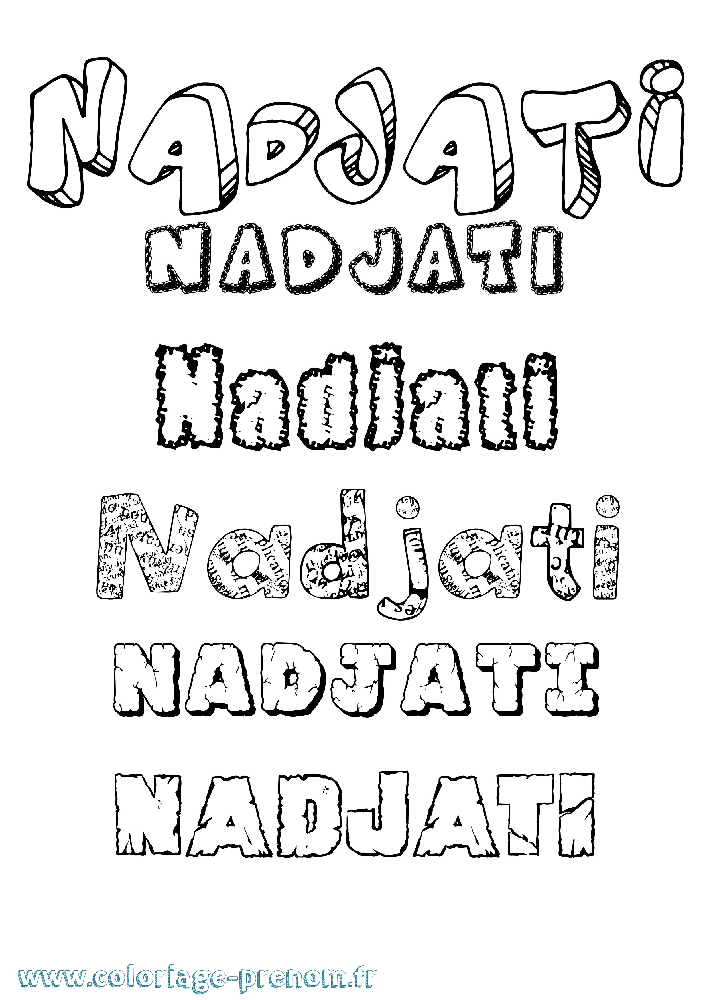Coloriage Nadjati Destructuré Coloriage prénom Nadjati Destructuré