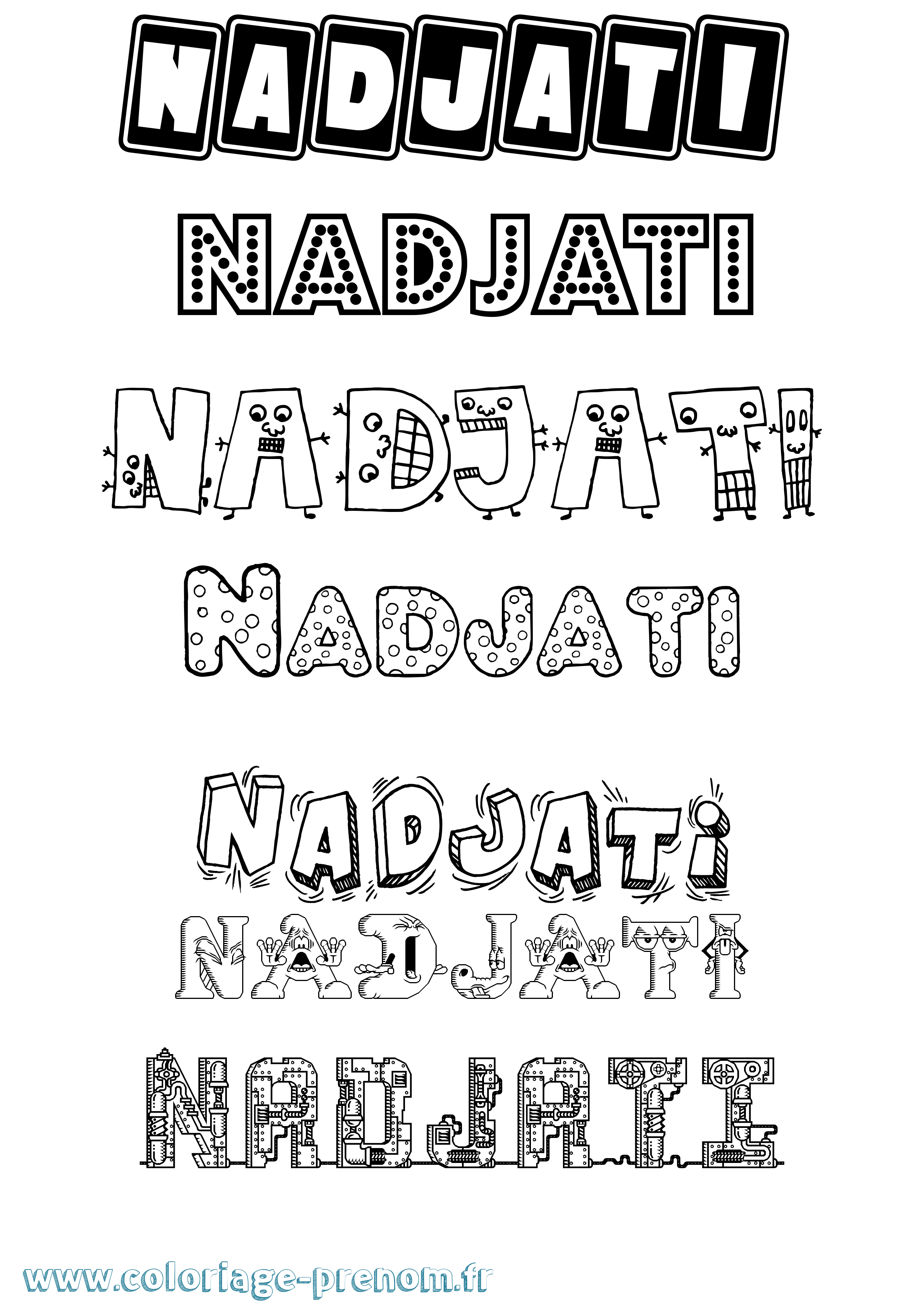 Coloriage Nadjati Fun Coloriage prénom Nadjati Fun