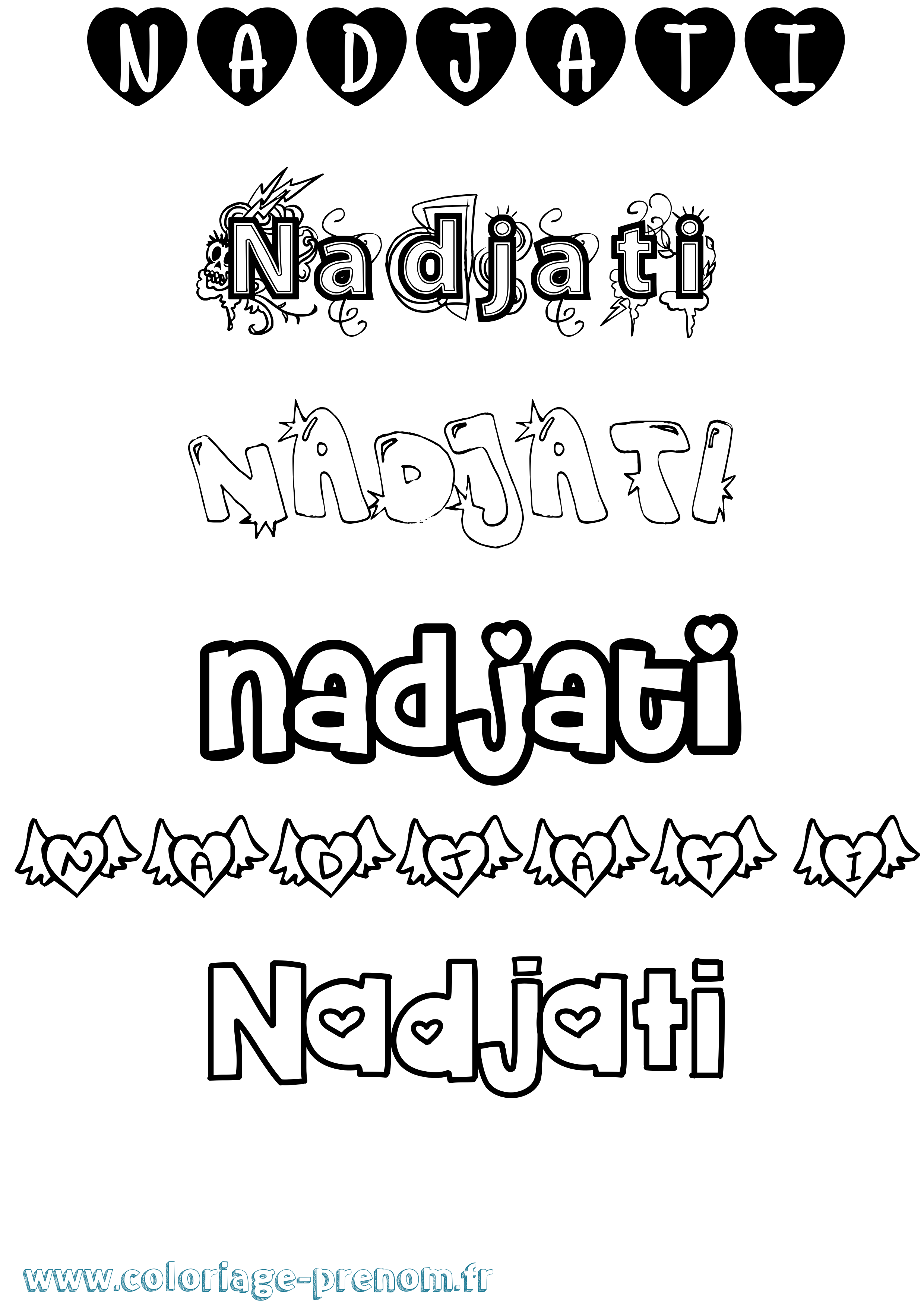 Coloriage Nadjati Girly Coloriage prénom Nadjati Girly