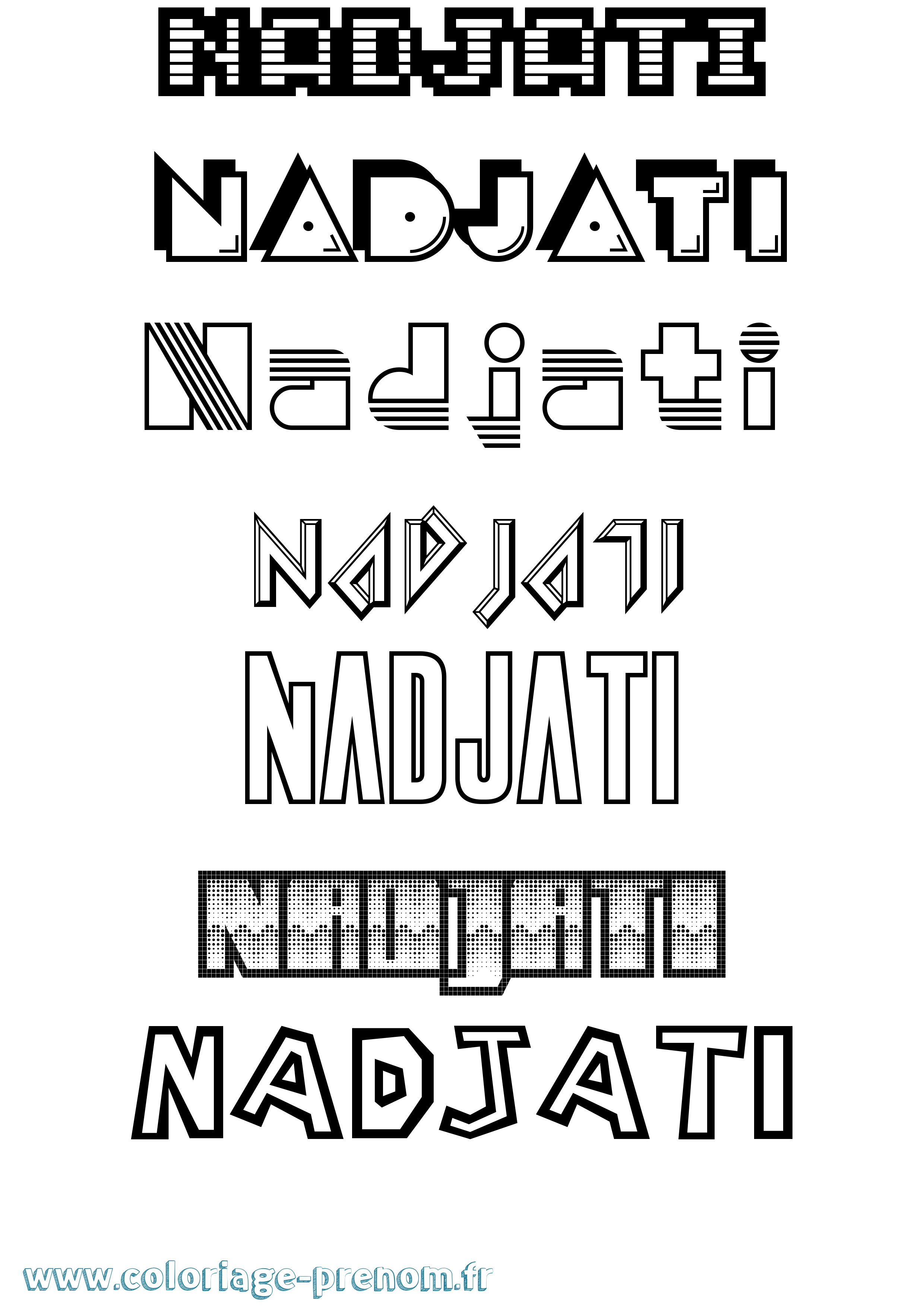 Coloriage Nadjati Jeux Vidéos Coloriage prénom Nadjati Jeux Vidéos