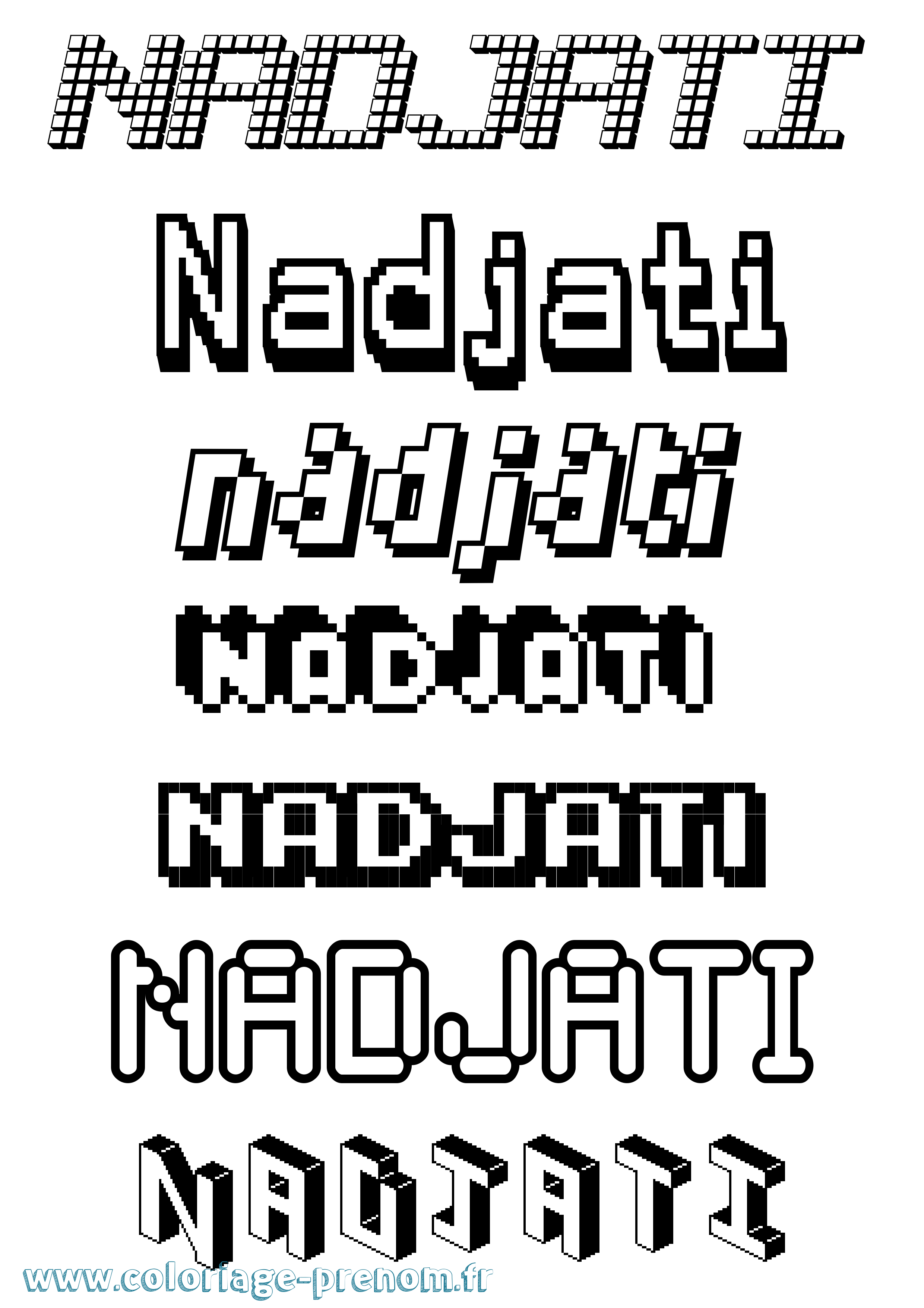 Coloriage Nadjati Pixel Coloriage prénom Nadjati Pixel