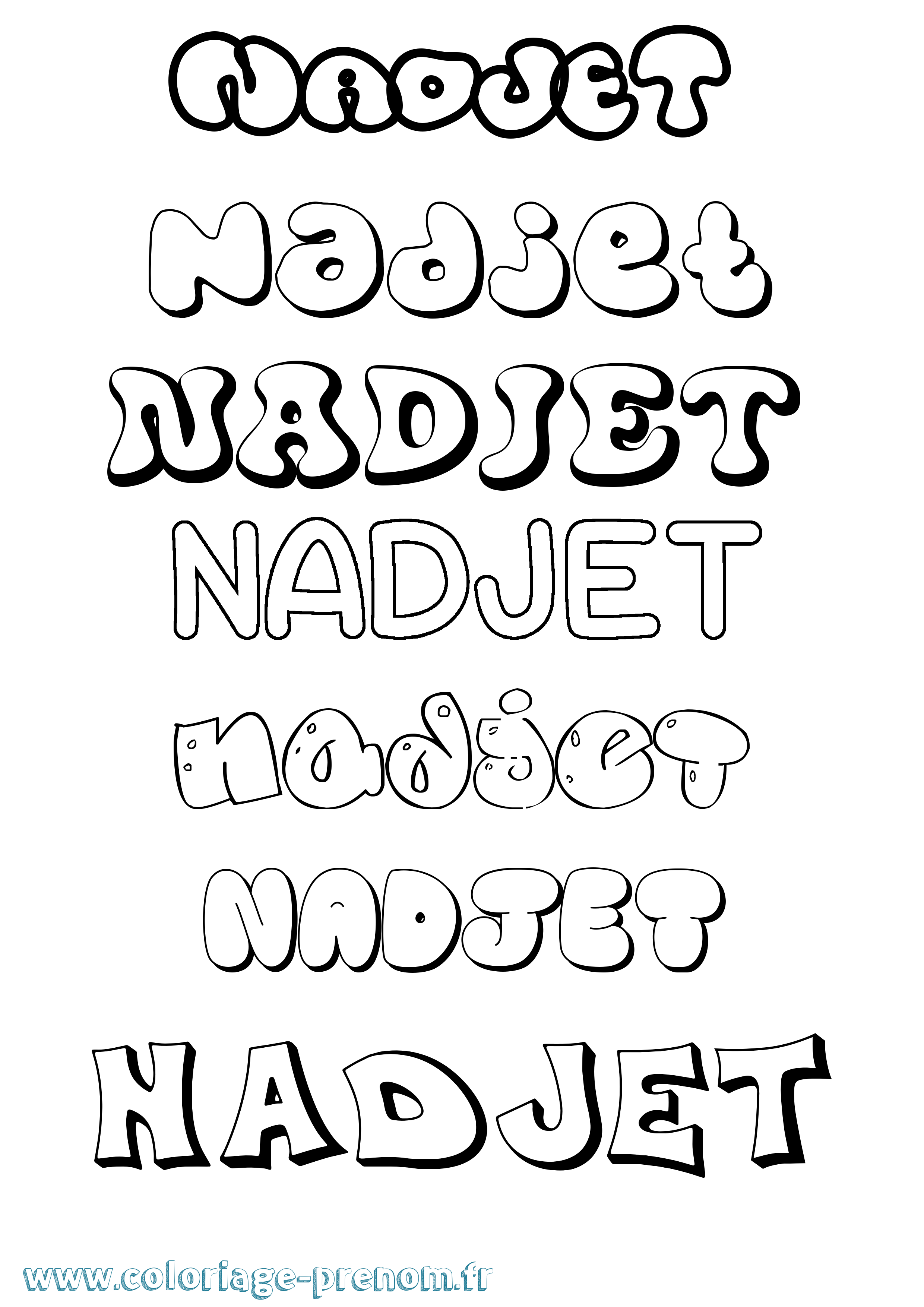 Coloriage Nadjet Bubble Coloriage prénom Nadjet Bubble