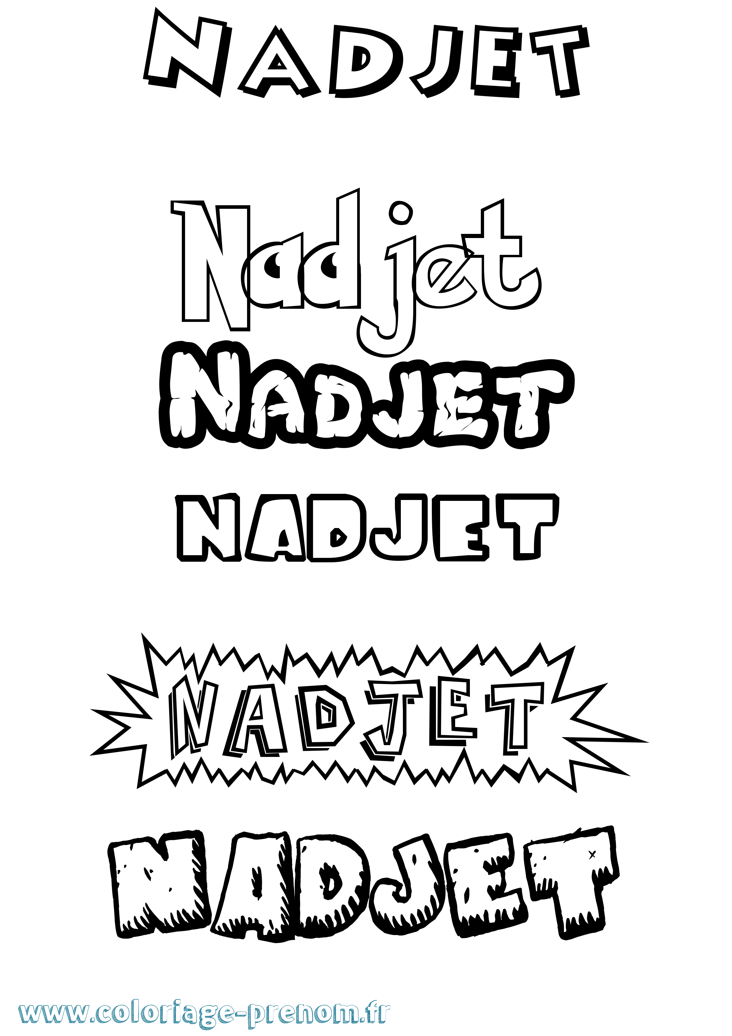 Coloriage Nadjet Dessin Animé Coloriage prénom Nadjet Dessin Animé