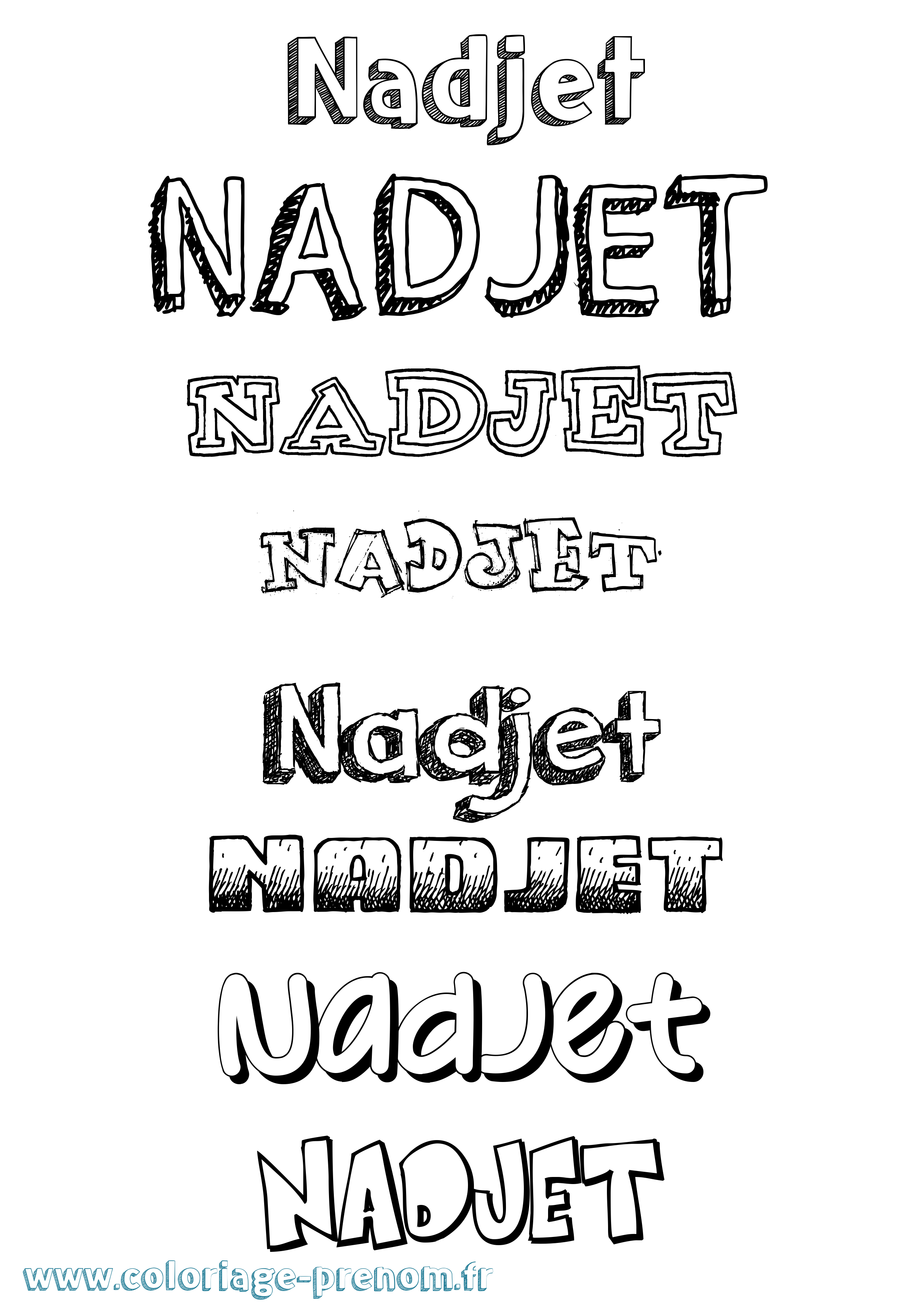 Coloriage Nadjet Dessiné Coloriage prénom Nadjet Dessiné