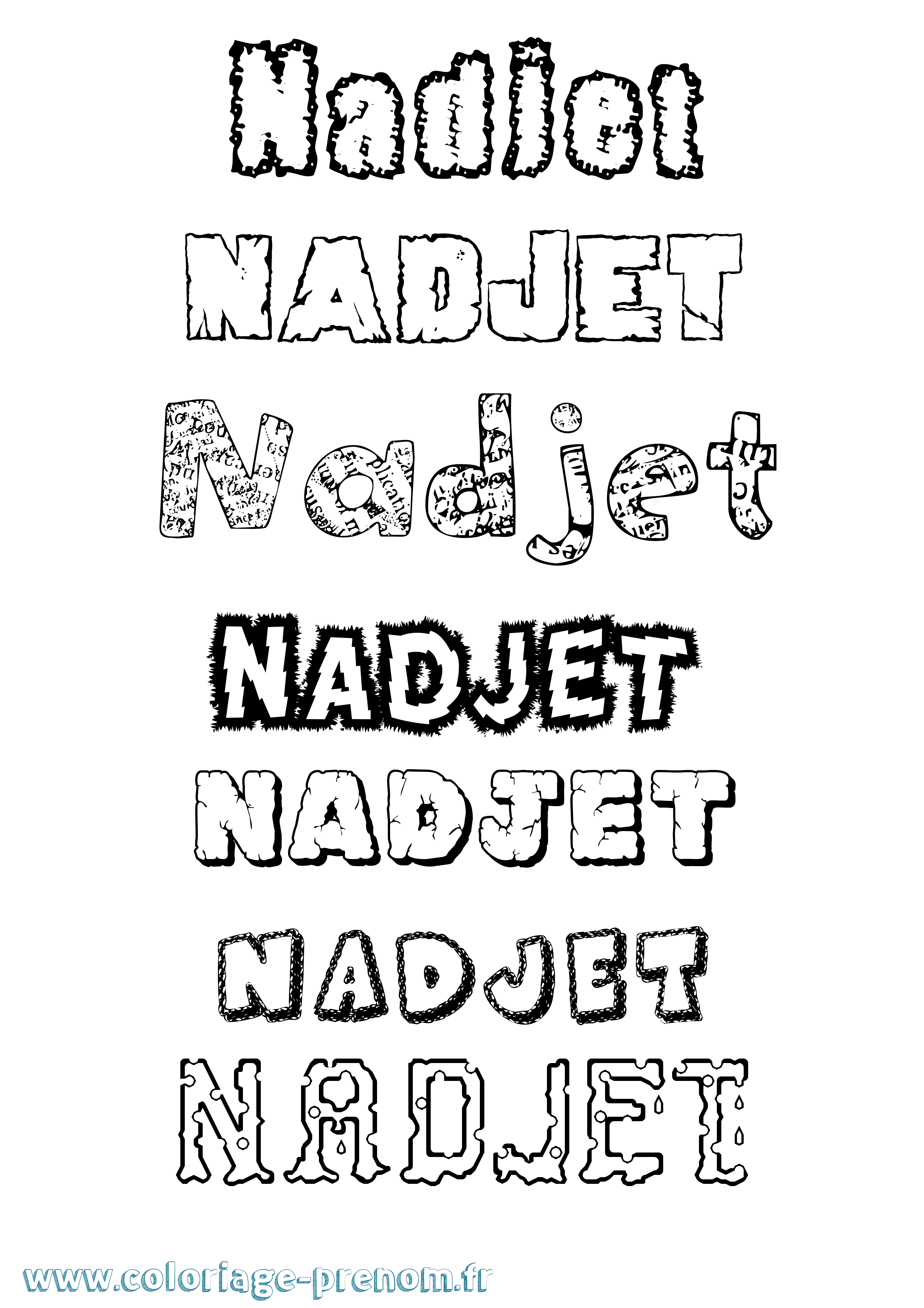 Coloriage Nadjet Destructuré Coloriage prénom Nadjet Destructuré