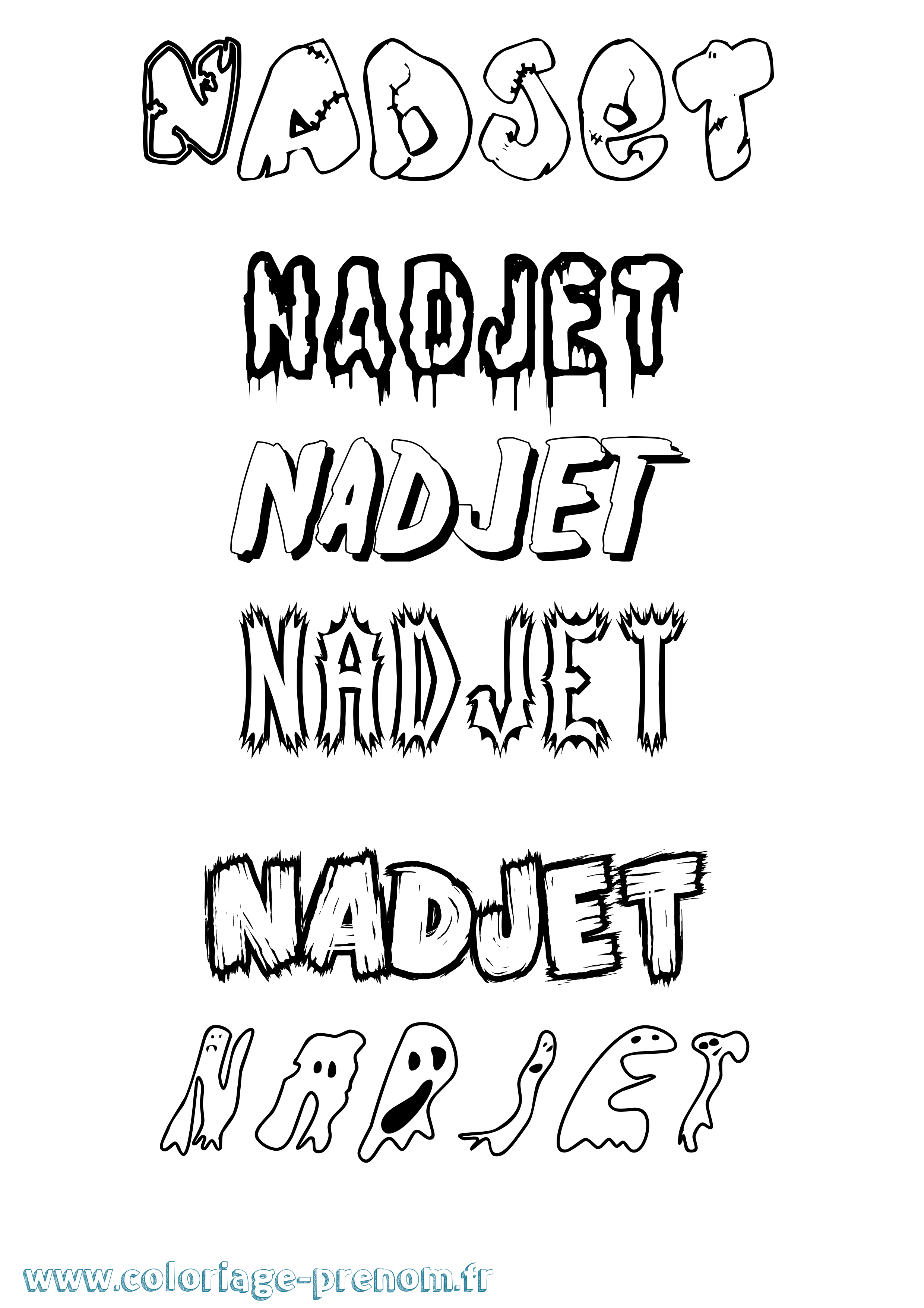 Coloriage Nadjet Frisson Coloriage prénom Nadjet Frisson