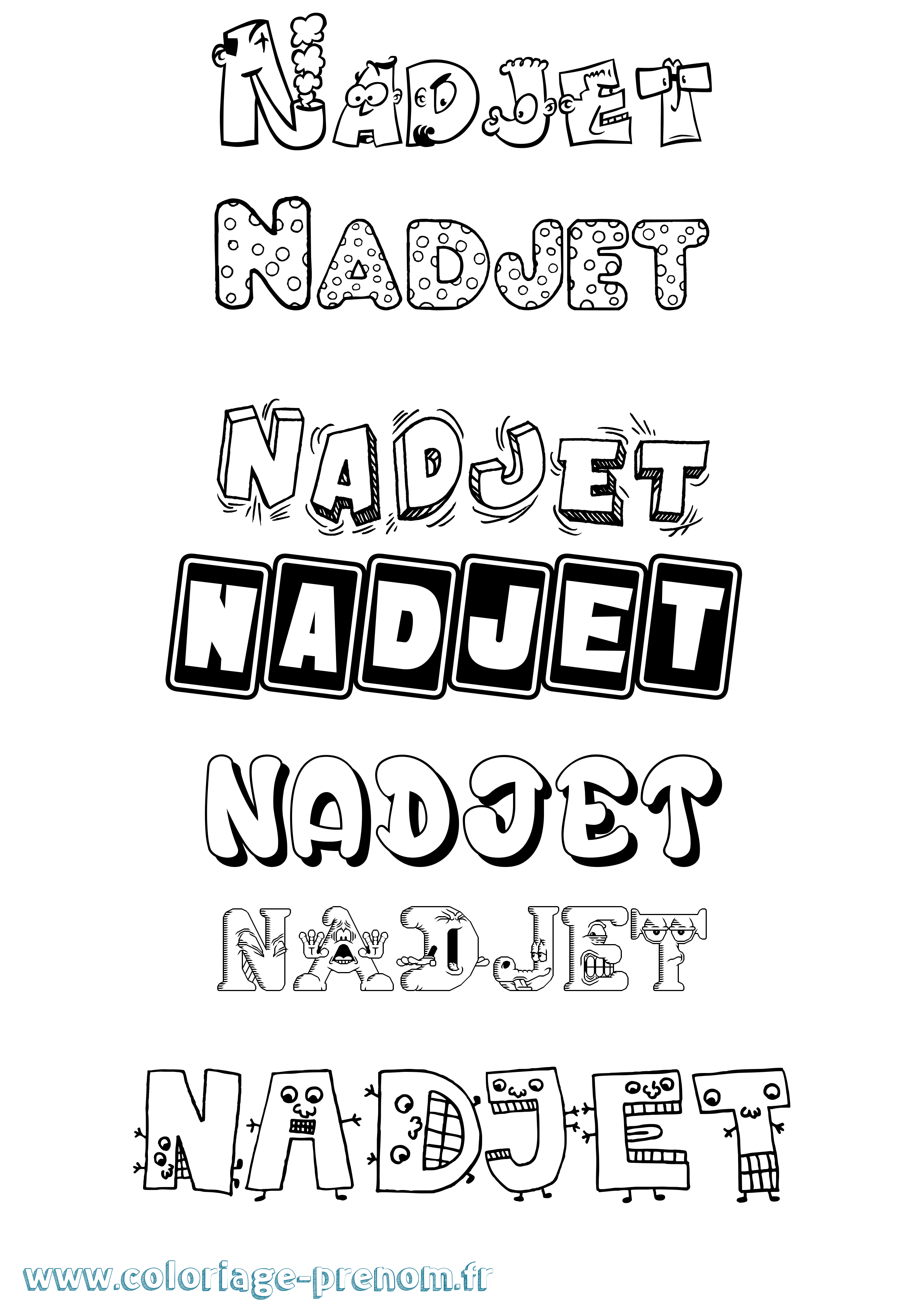 Coloriage Nadjet Fun Coloriage prénom Nadjet Fun