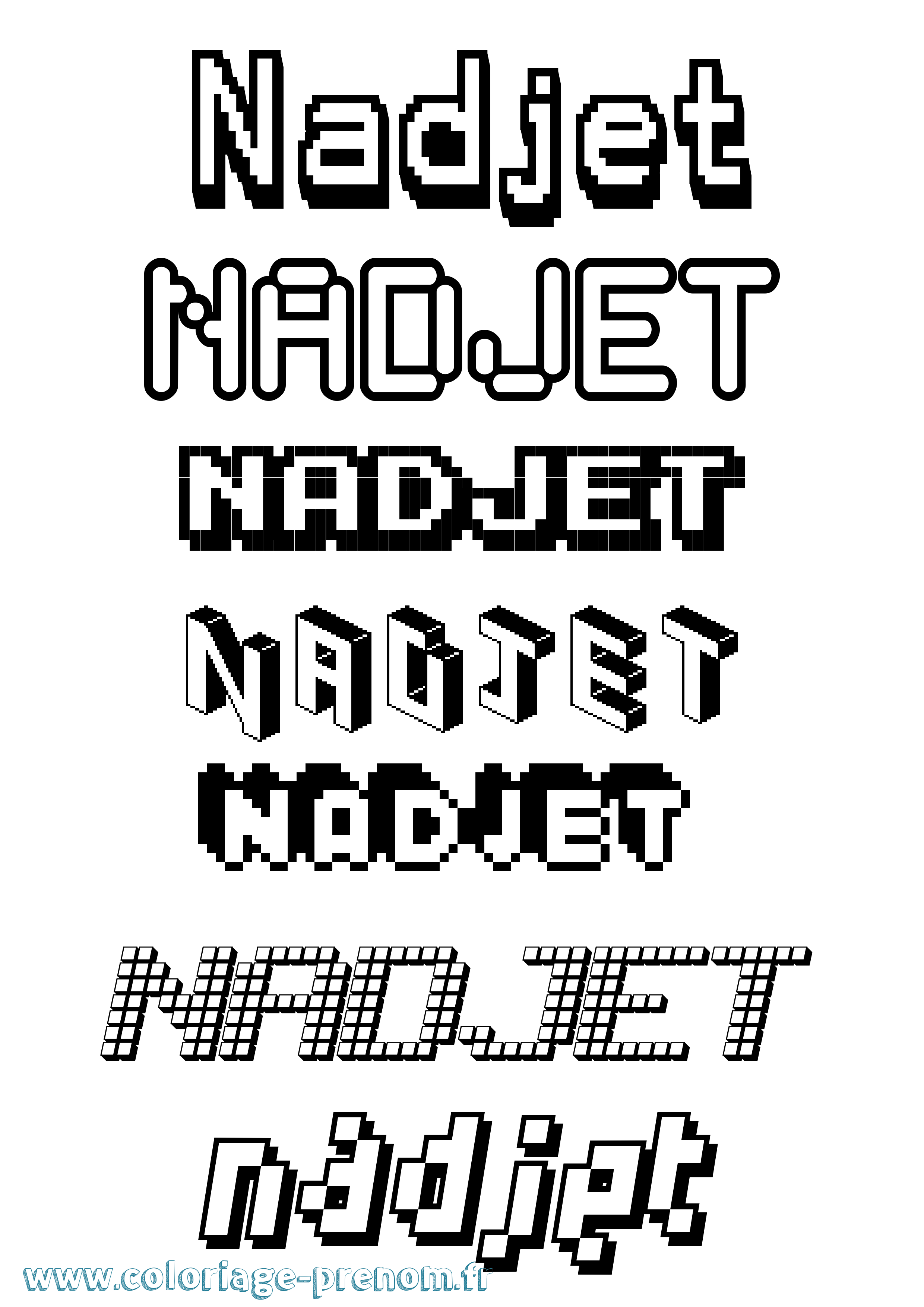 Coloriage Nadjet Pixel Coloriage prénom Nadjet Pixel