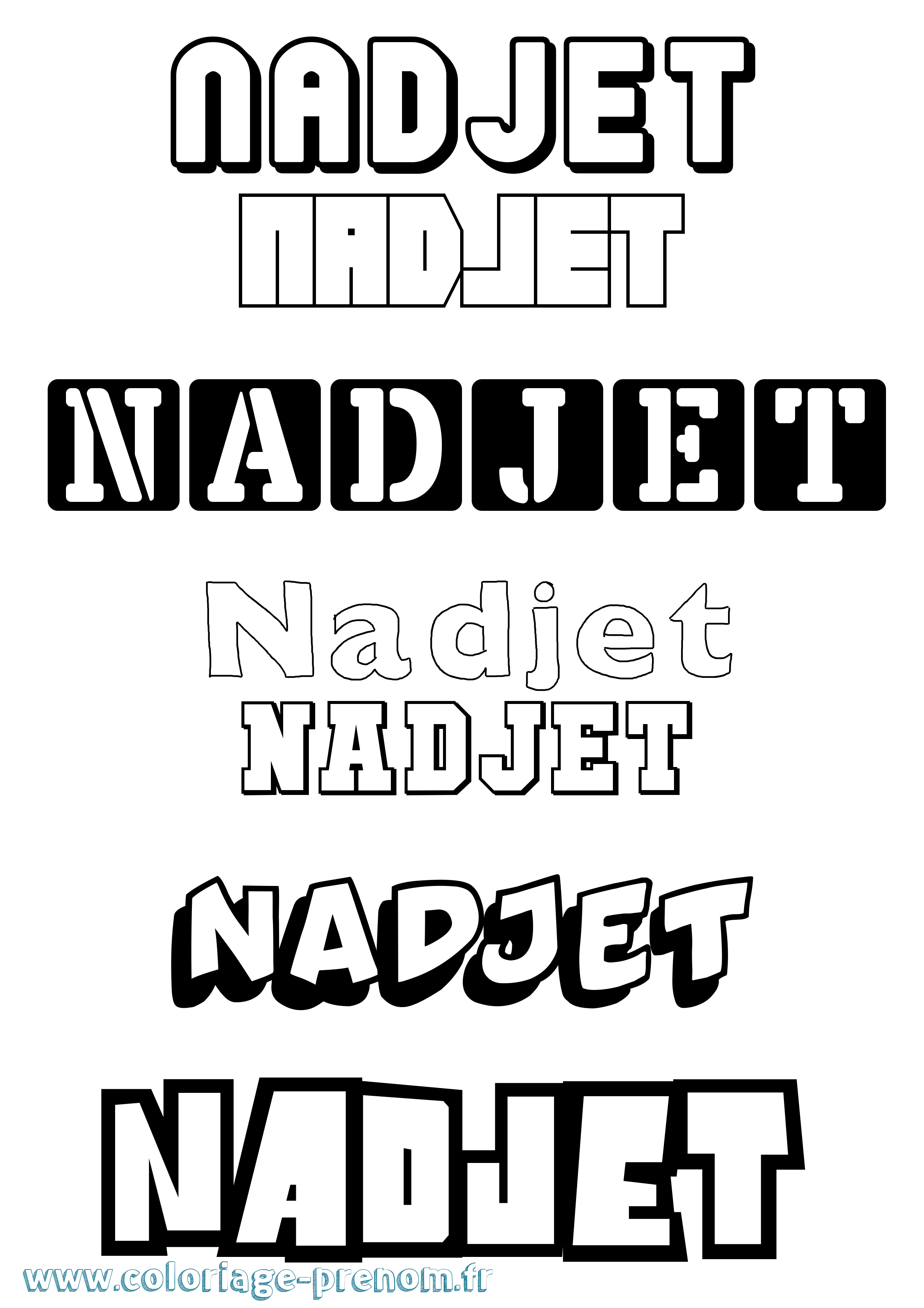 Coloriage Nadjet Simple Coloriage prénom Nadjet Simple