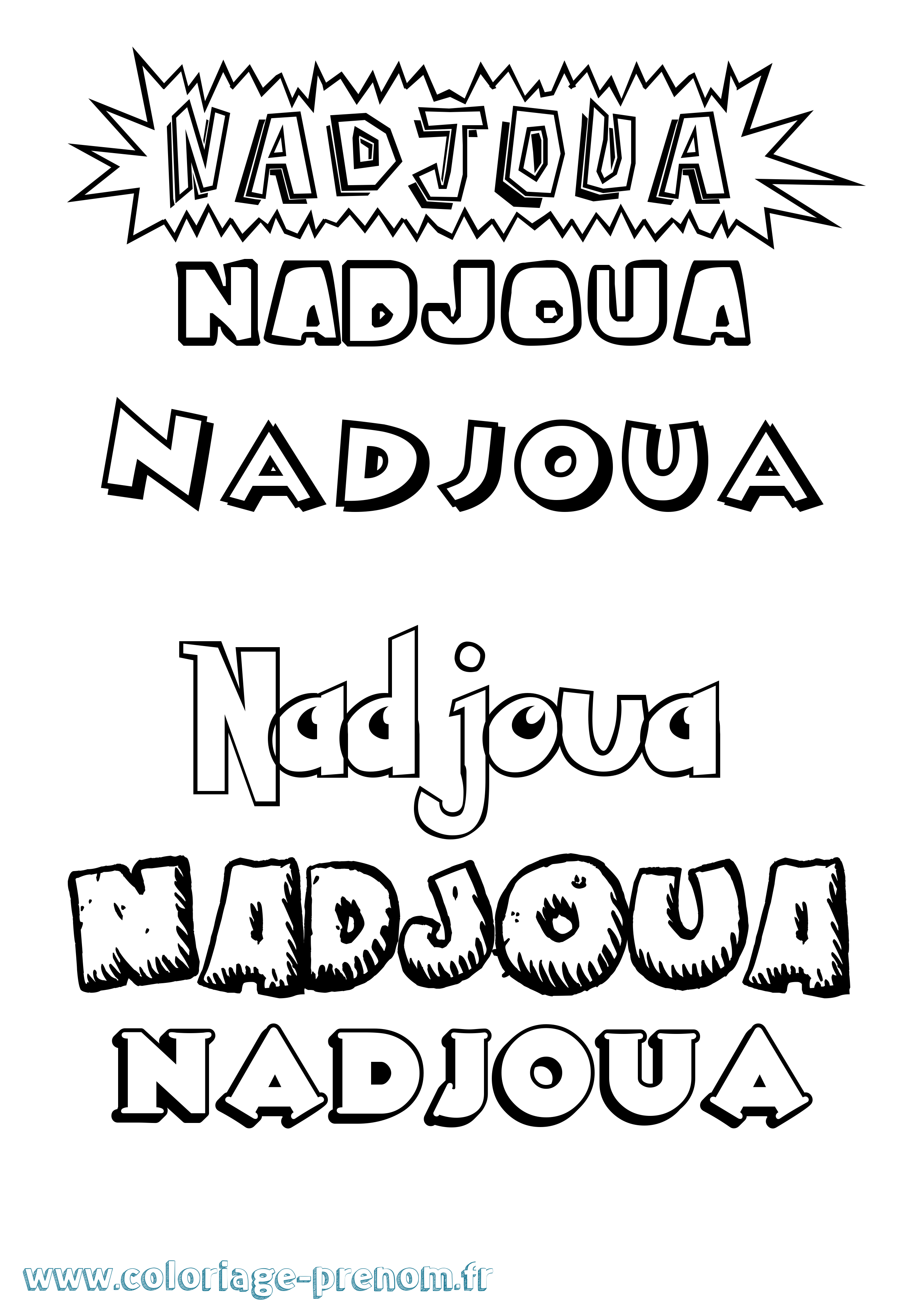 Coloriage Nadjoua Dessin Animé Coloriage prénom Nadjoua Dessin Animé