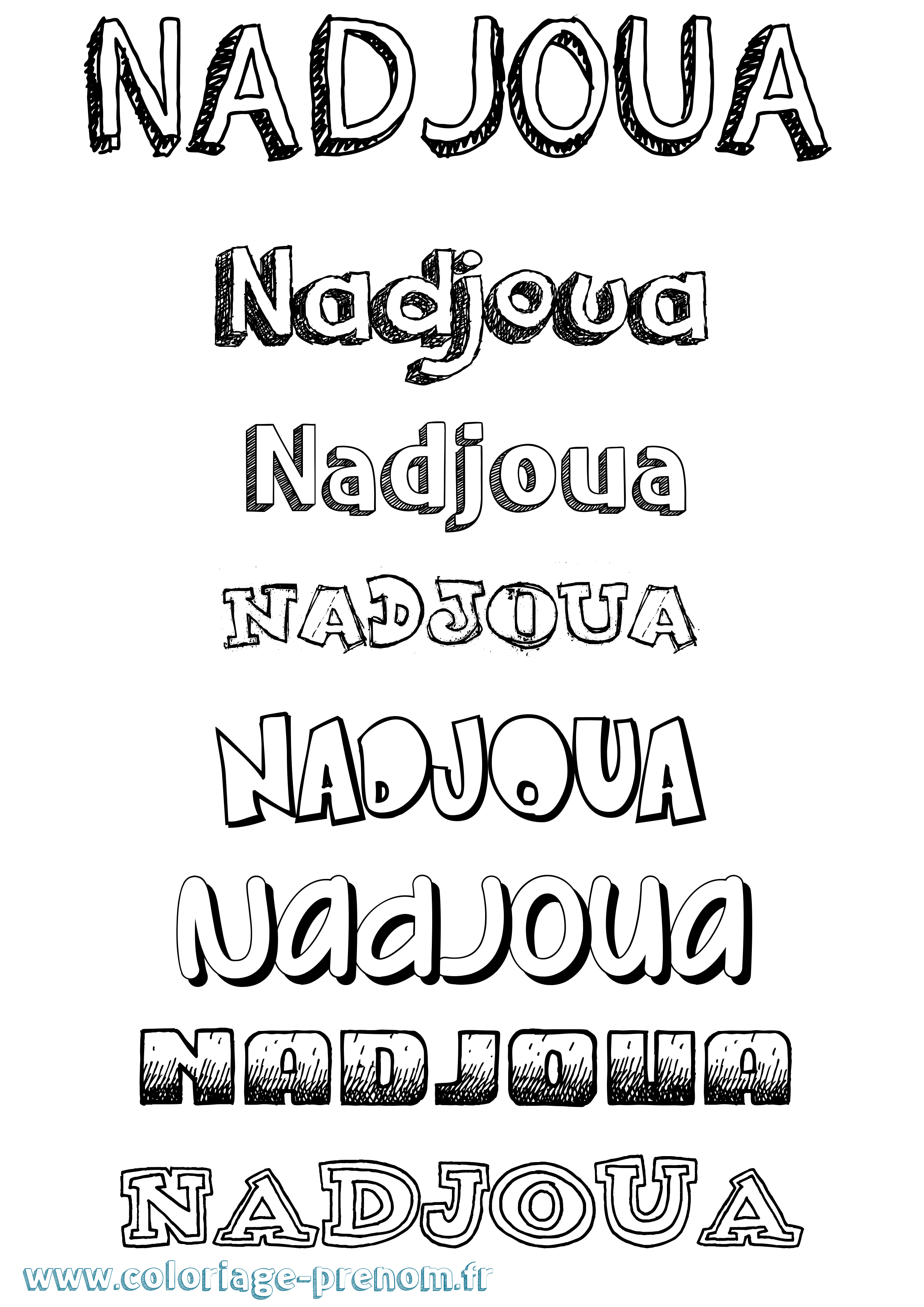 Coloriage Nadjoua Dessiné Coloriage prénom Nadjoua Dessiné