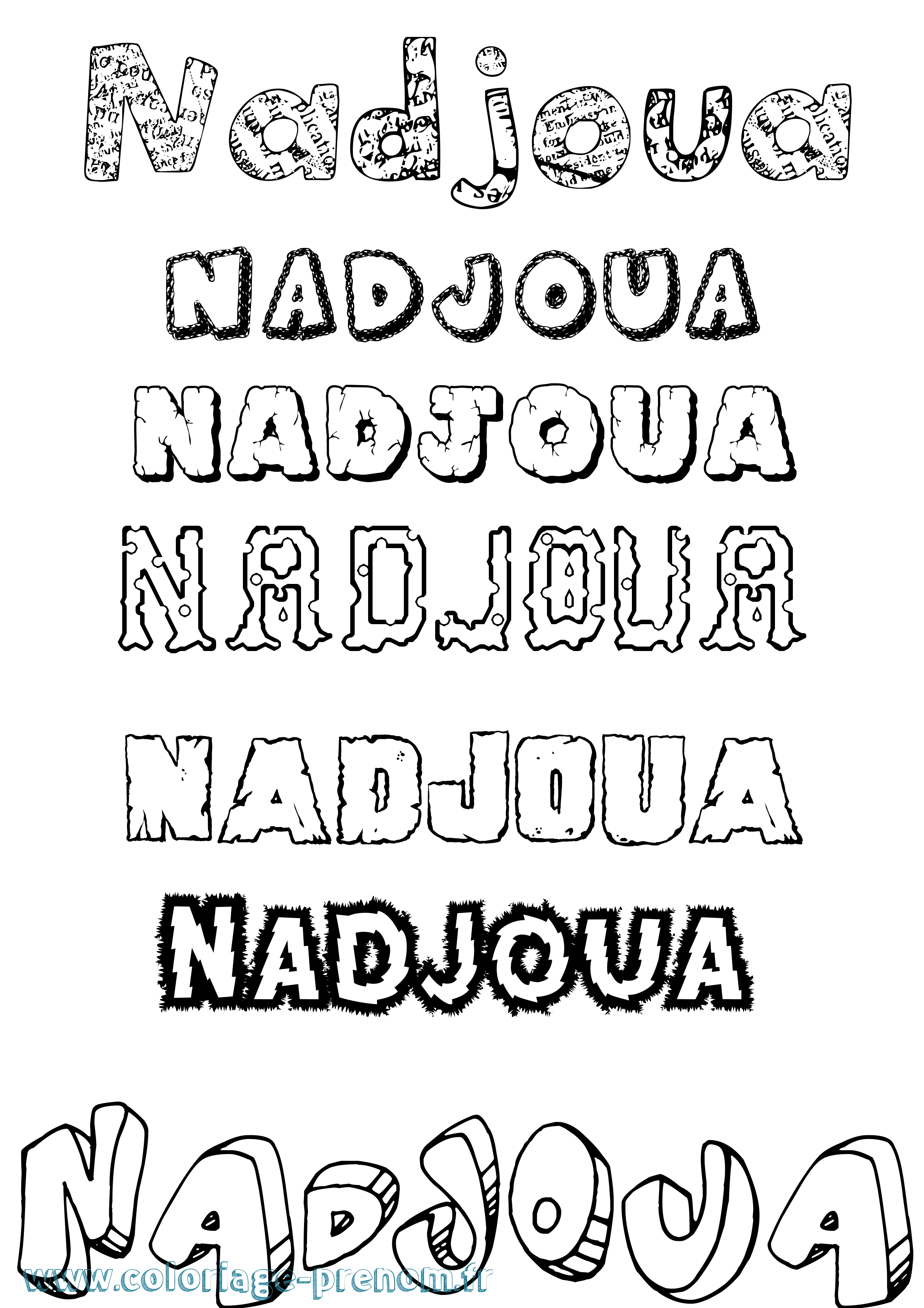 Coloriage Nadjoua Destructuré Coloriage prénom Nadjoua Destructuré