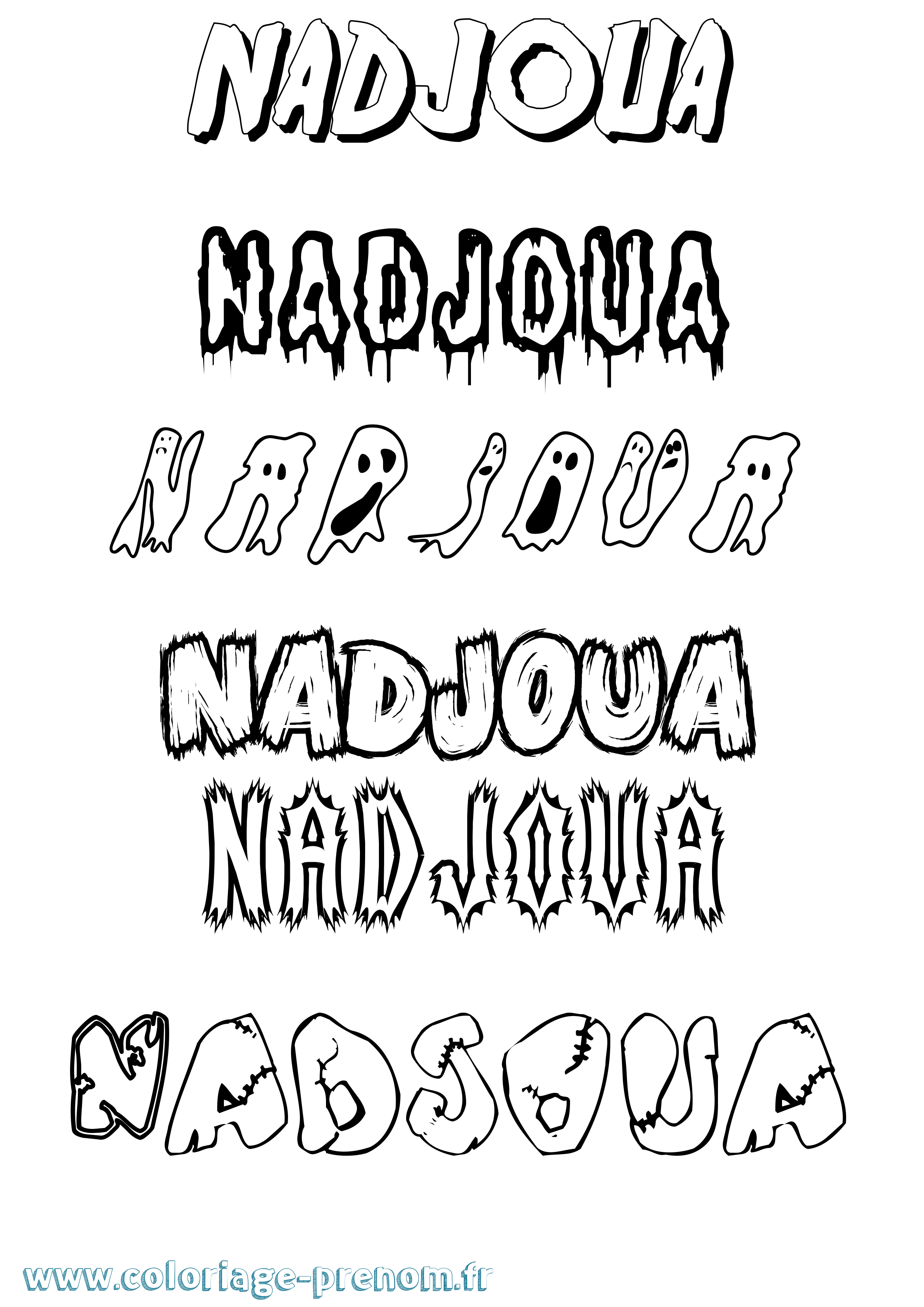 Coloriage Nadjoua Frisson Coloriage prénom Nadjoua Frisson