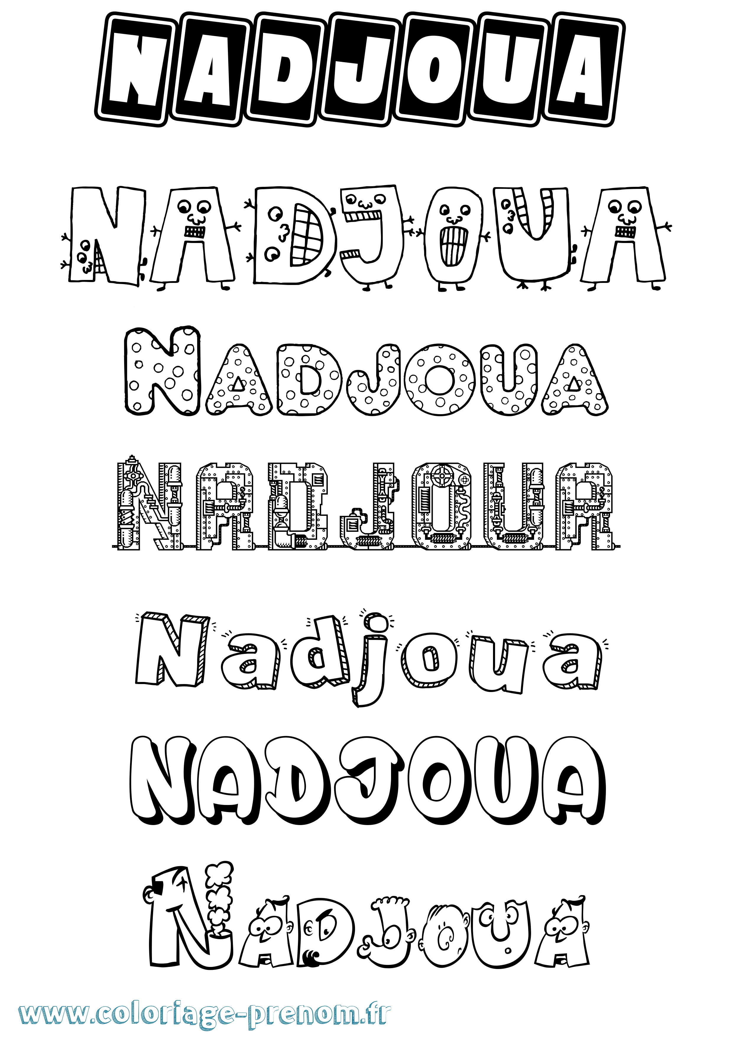 Coloriage Nadjoua Fun Coloriage prénom Nadjoua Fun