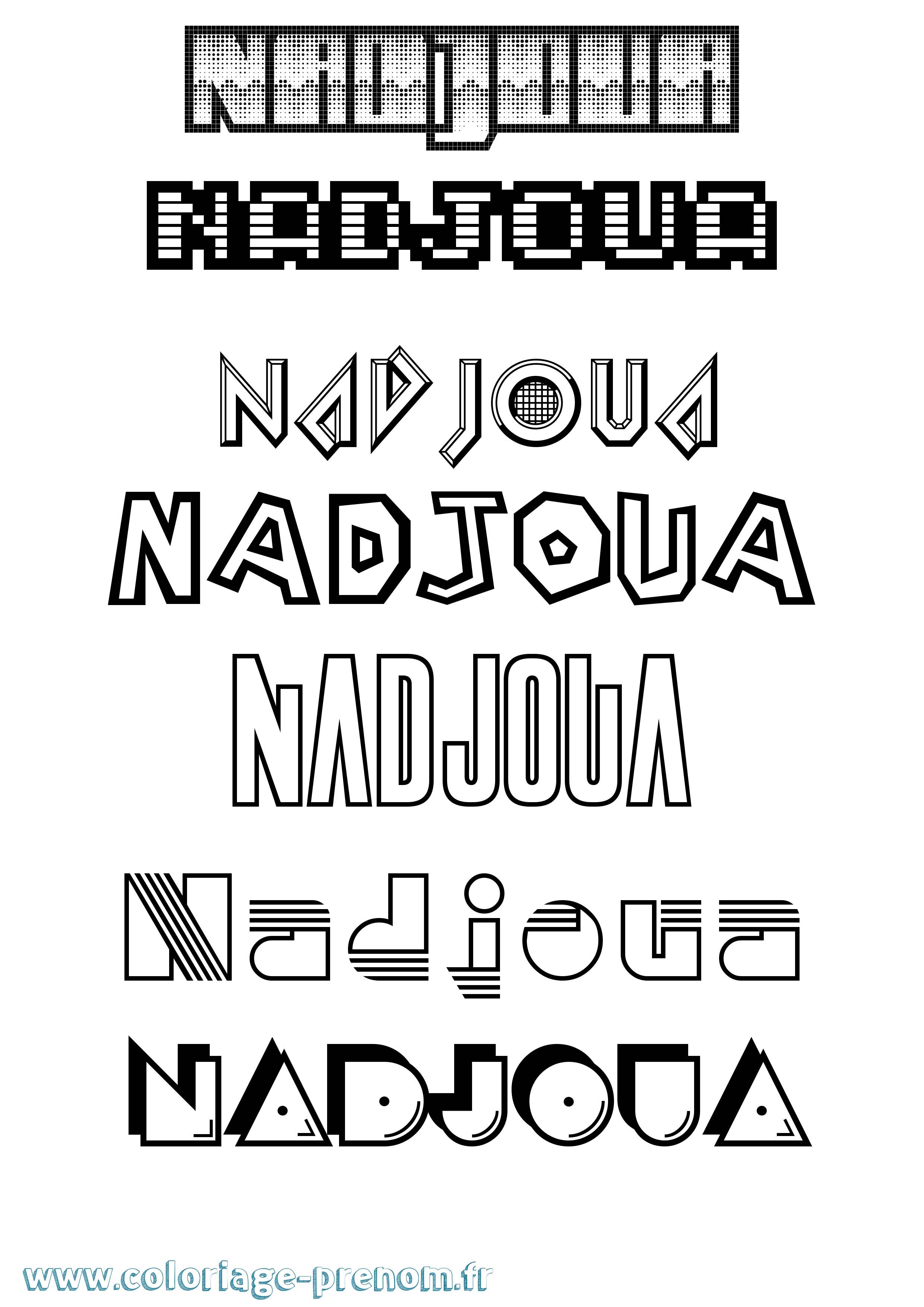 Coloriage Nadjoua Jeux Vidéos Coloriage prénom Nadjoua Jeux Vidéos
