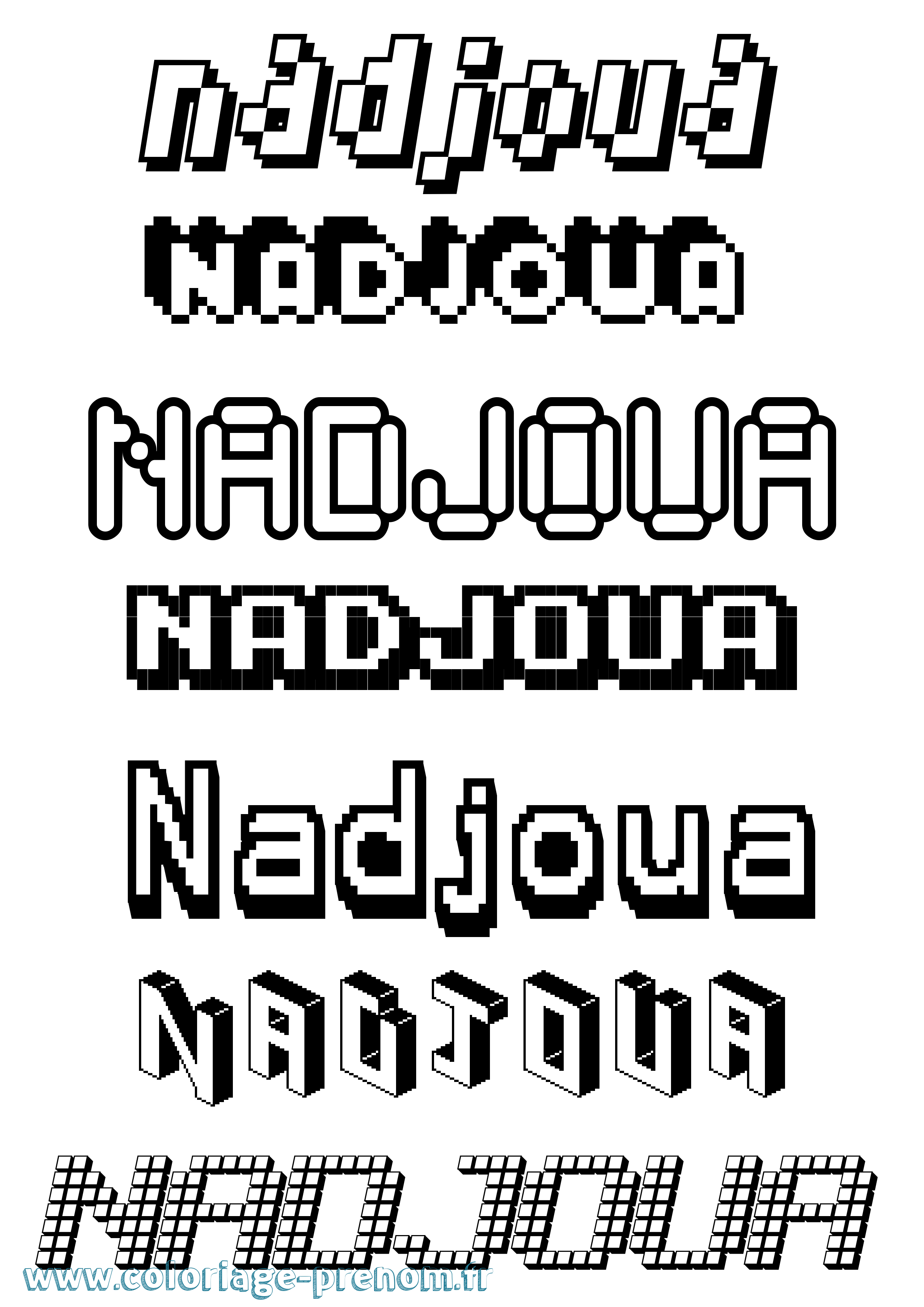 Coloriage Nadjoua Pixel Coloriage prénom Nadjoua Pixel