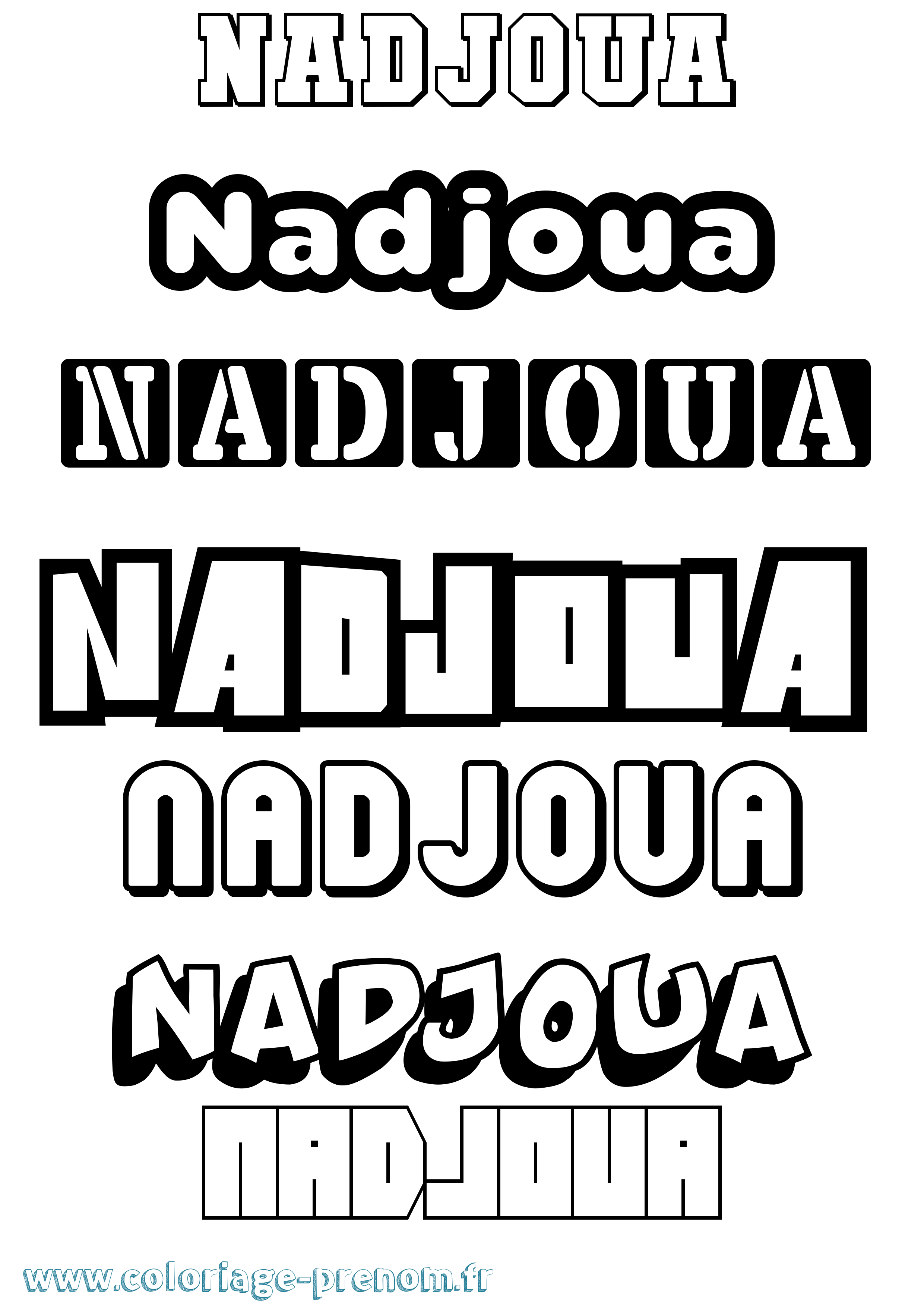 Coloriage Nadjoua Simple Coloriage prénom Nadjoua Simple