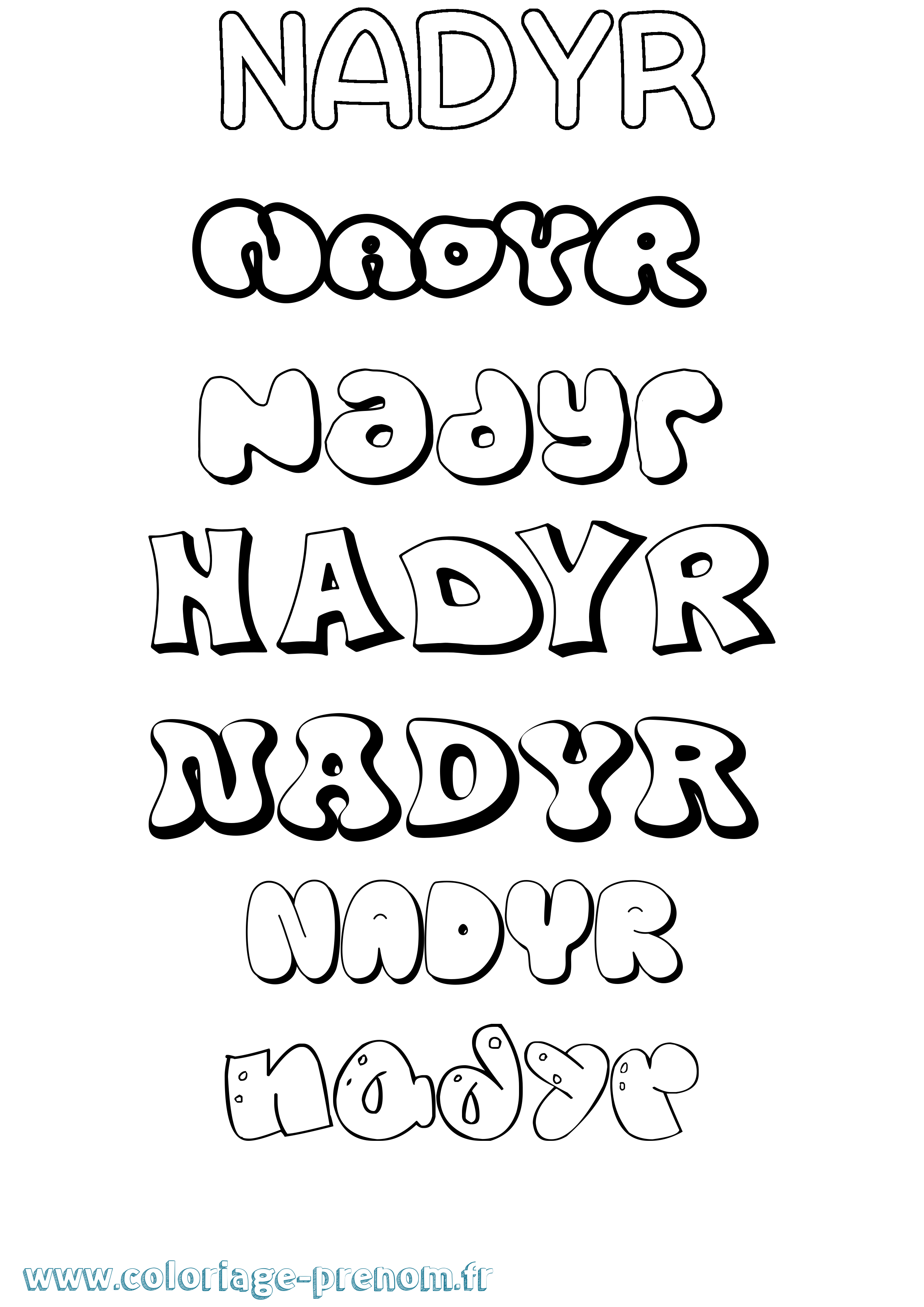 Coloriage Nadyr Bubble Coloriage prénom Nadyr Bubble
