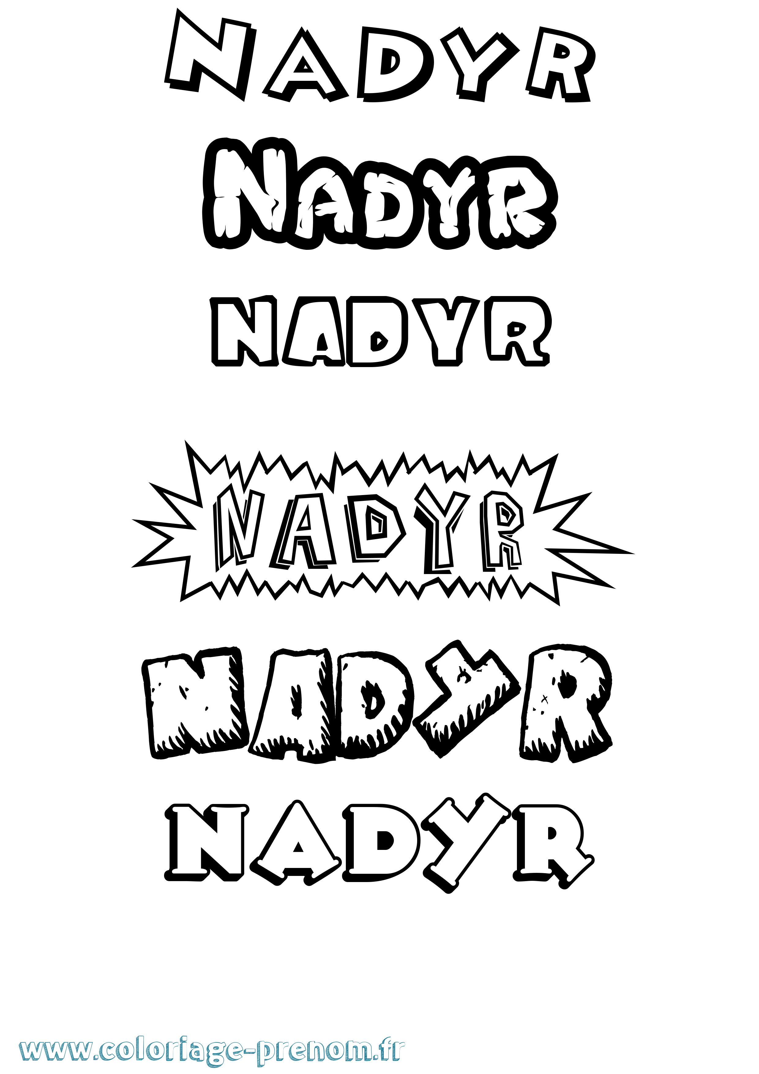 Coloriage Nadyr Dessin Animé Coloriage prénom Nadyr Dessin Animé