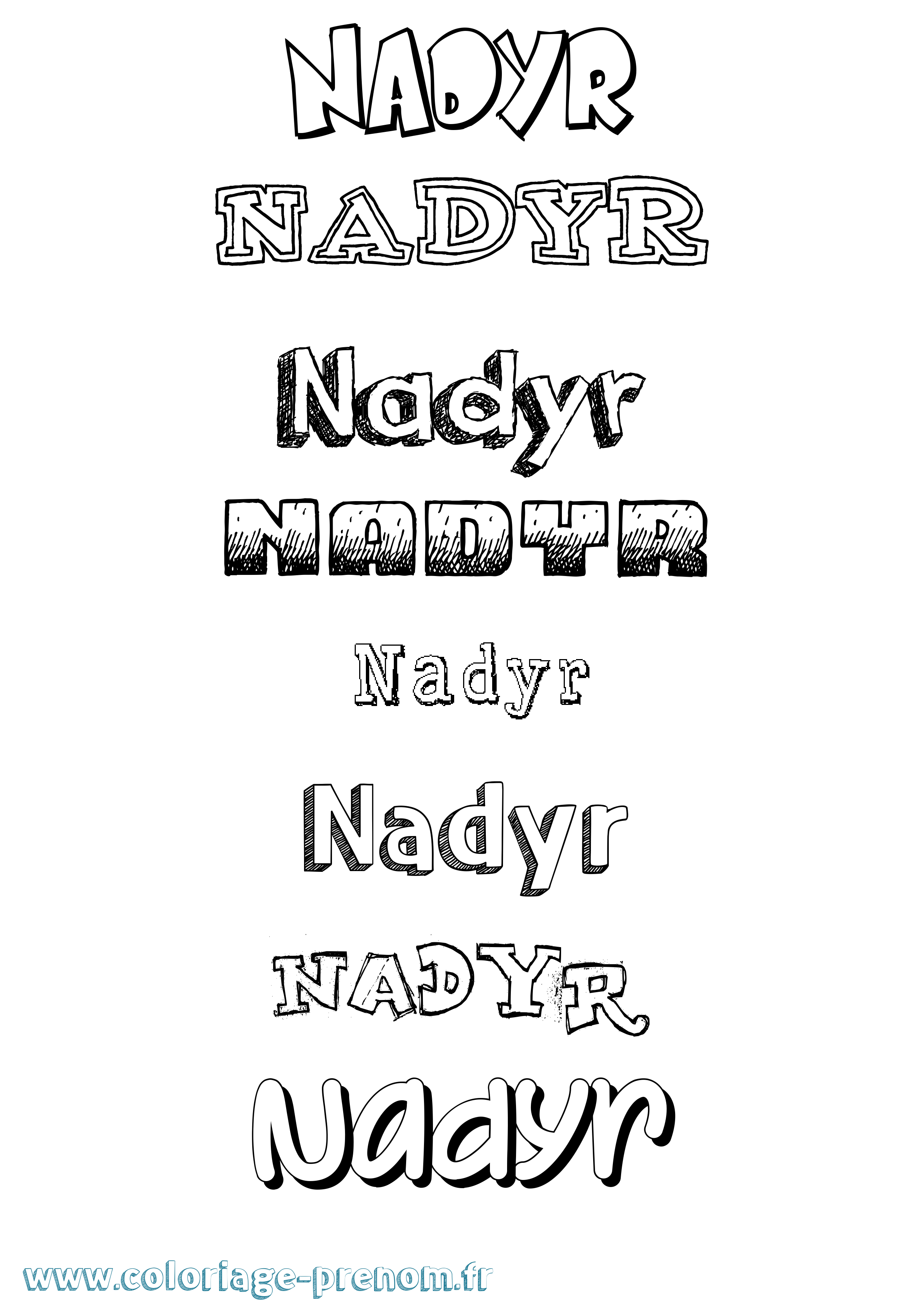 Coloriage Nadyr Dessiné Coloriage prénom Nadyr Dessiné