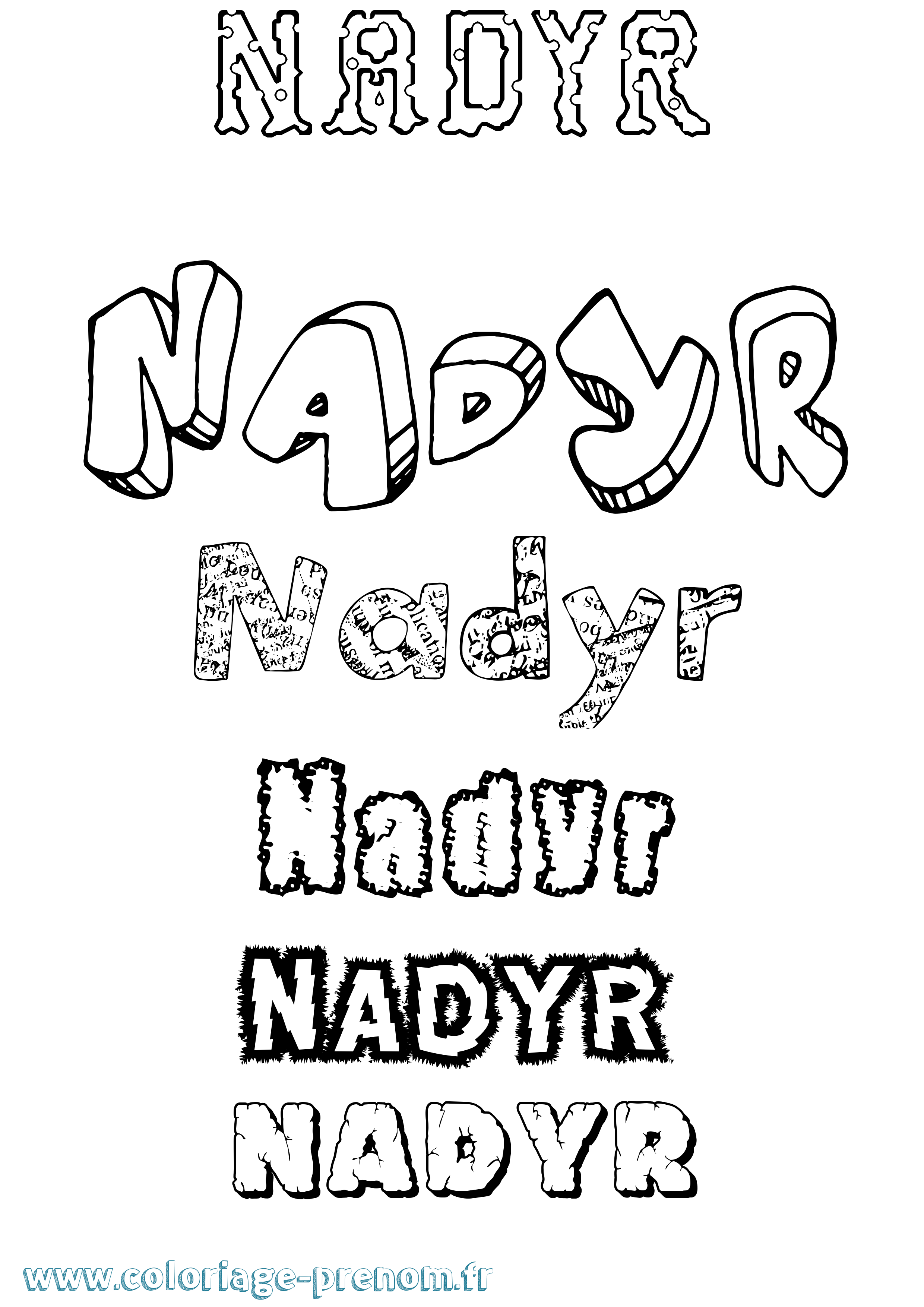 Coloriage Nadyr Destructuré Coloriage prénom Nadyr Destructuré