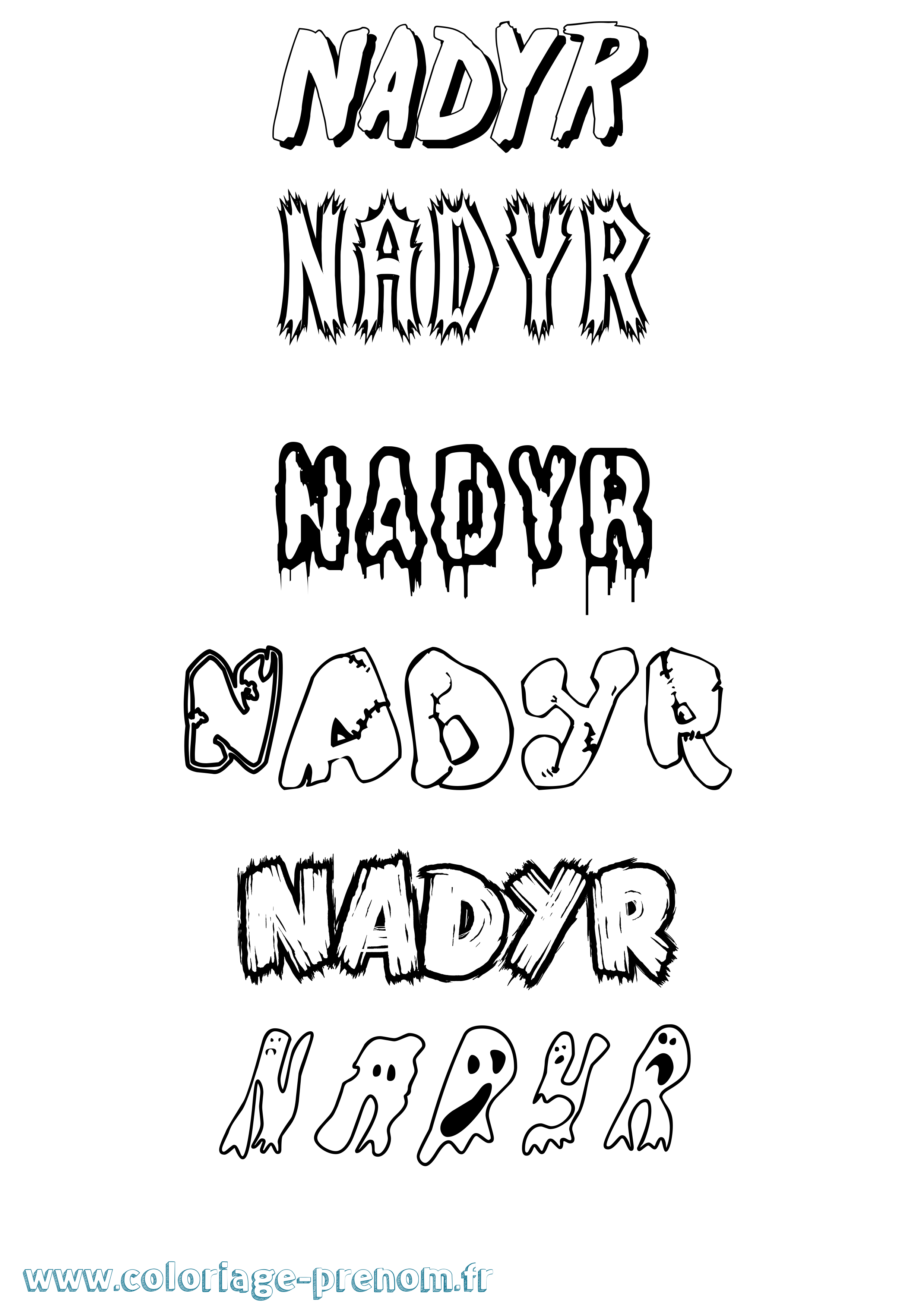 Coloriage Nadyr Frisson Coloriage prénom Nadyr Frisson