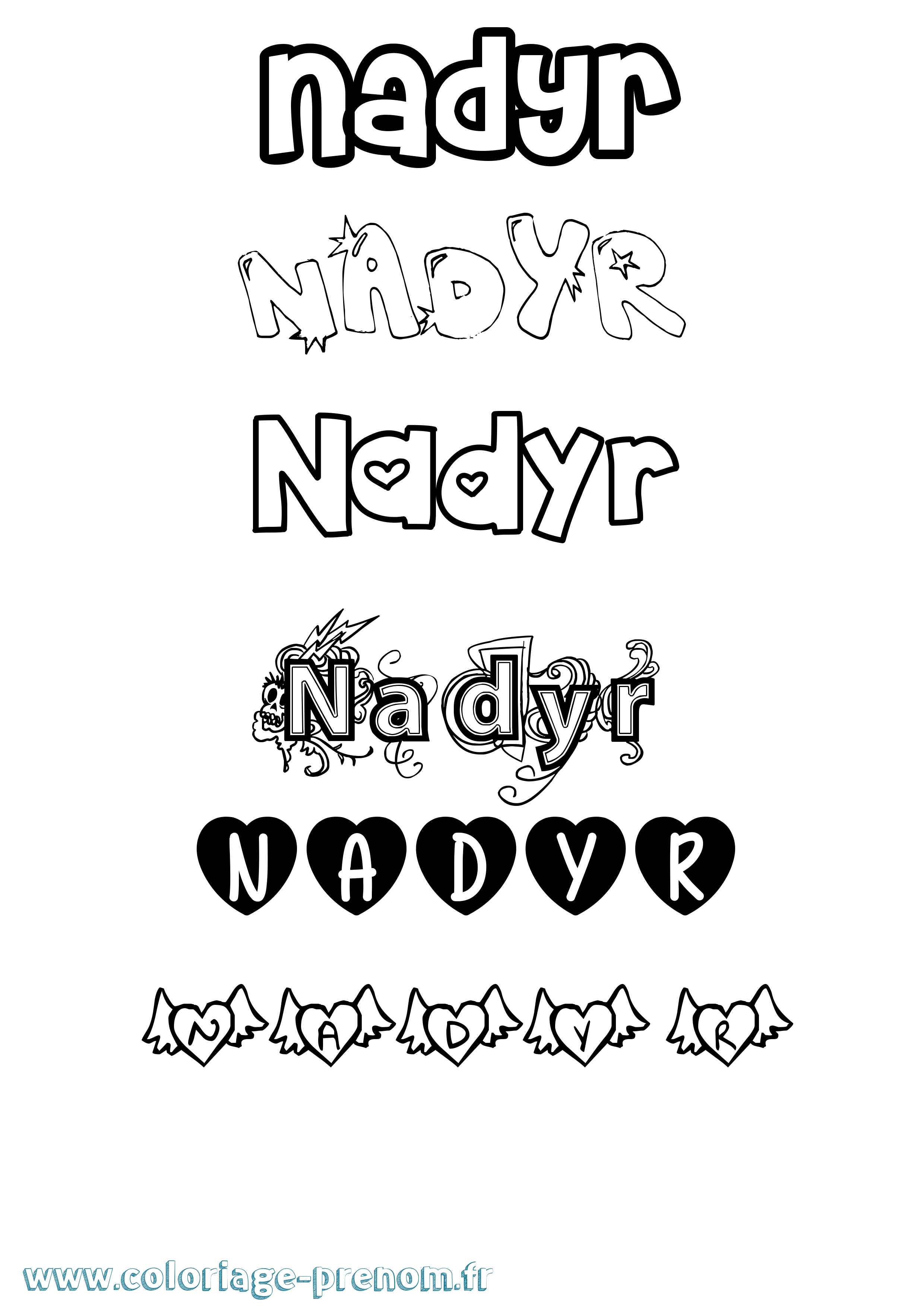 Coloriage Nadyr Girly Coloriage prénom Nadyr Girly