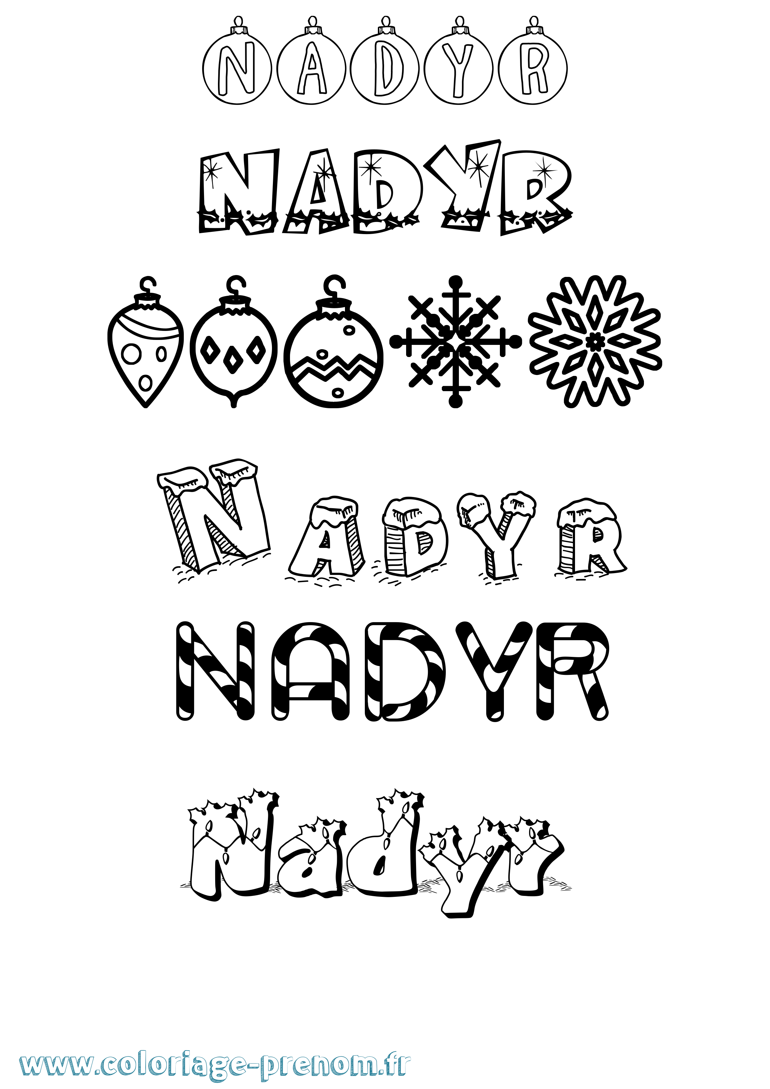 Coloriage Nadyr Noël Coloriage prénom Nadyr Noël