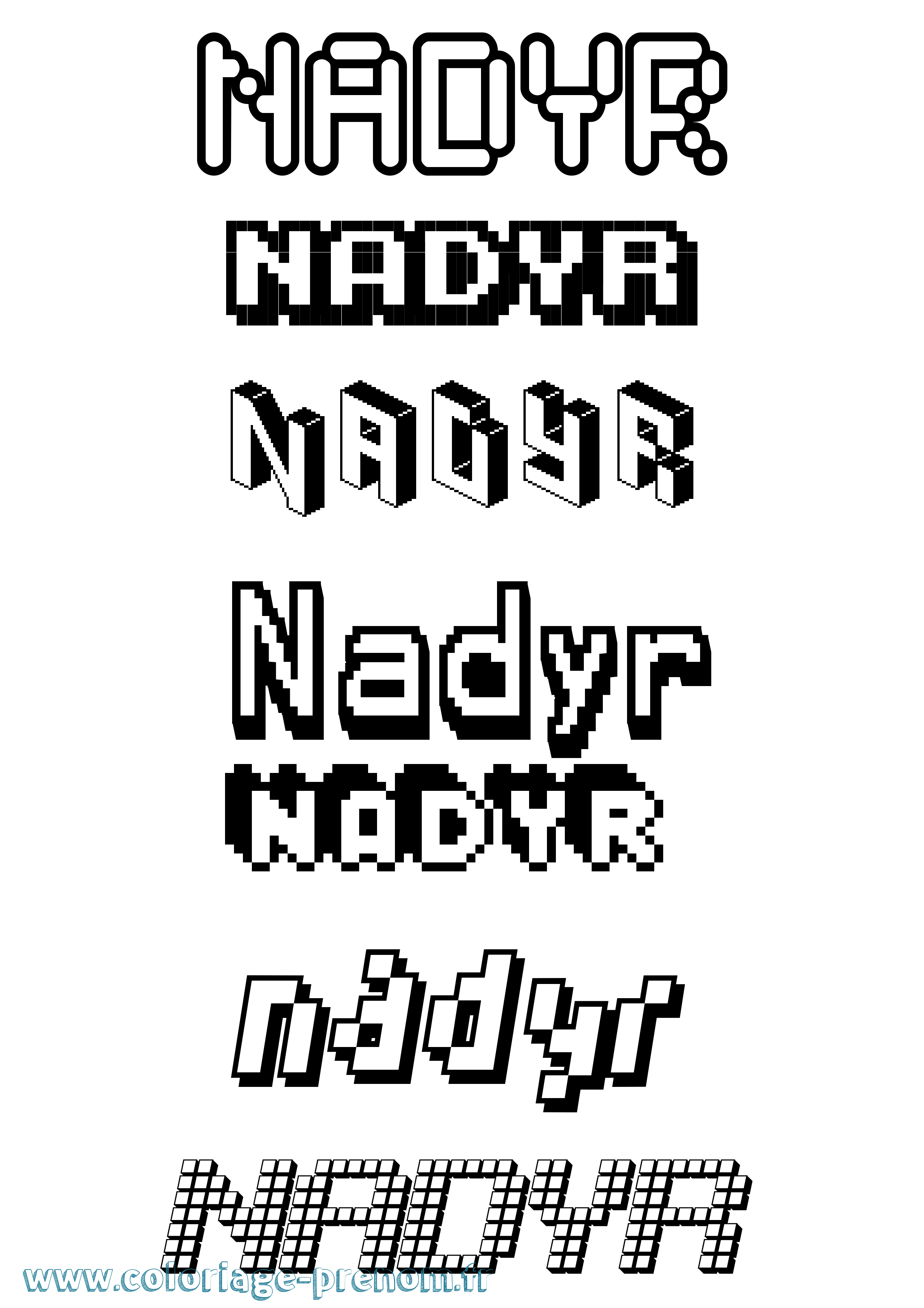 Coloriage Nadyr Pixel Coloriage prénom Nadyr Pixel