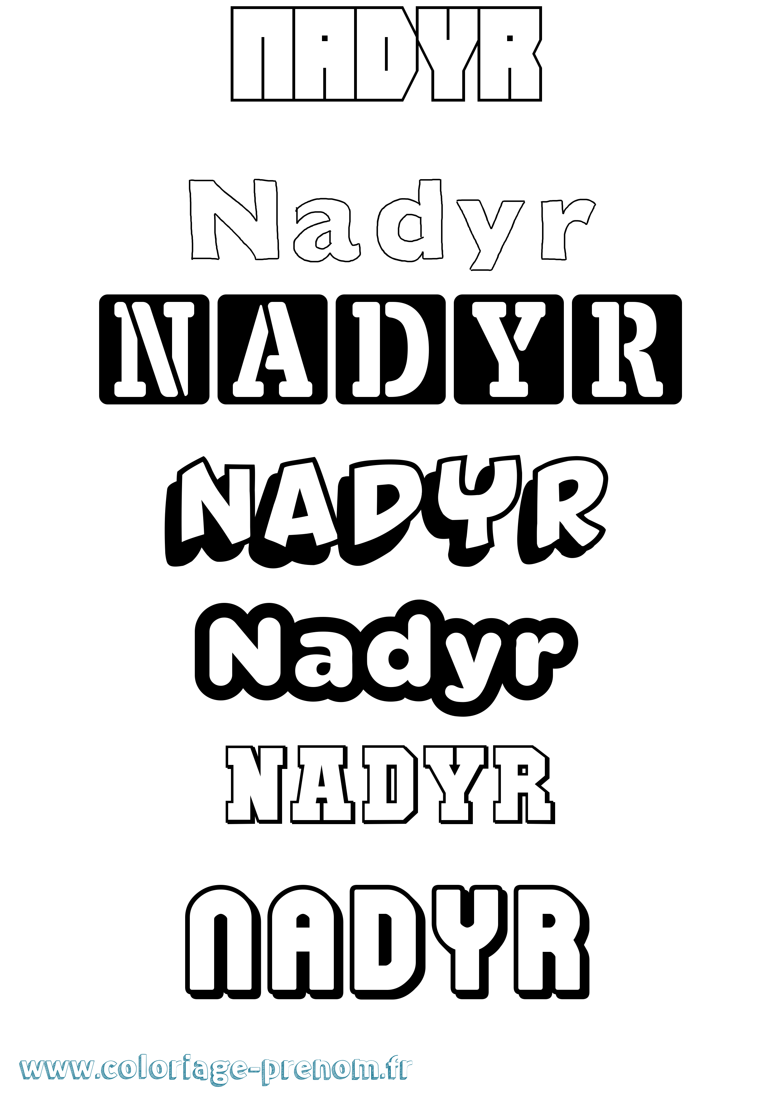Coloriage Nadyr Simple Coloriage prénom Nadyr Simple