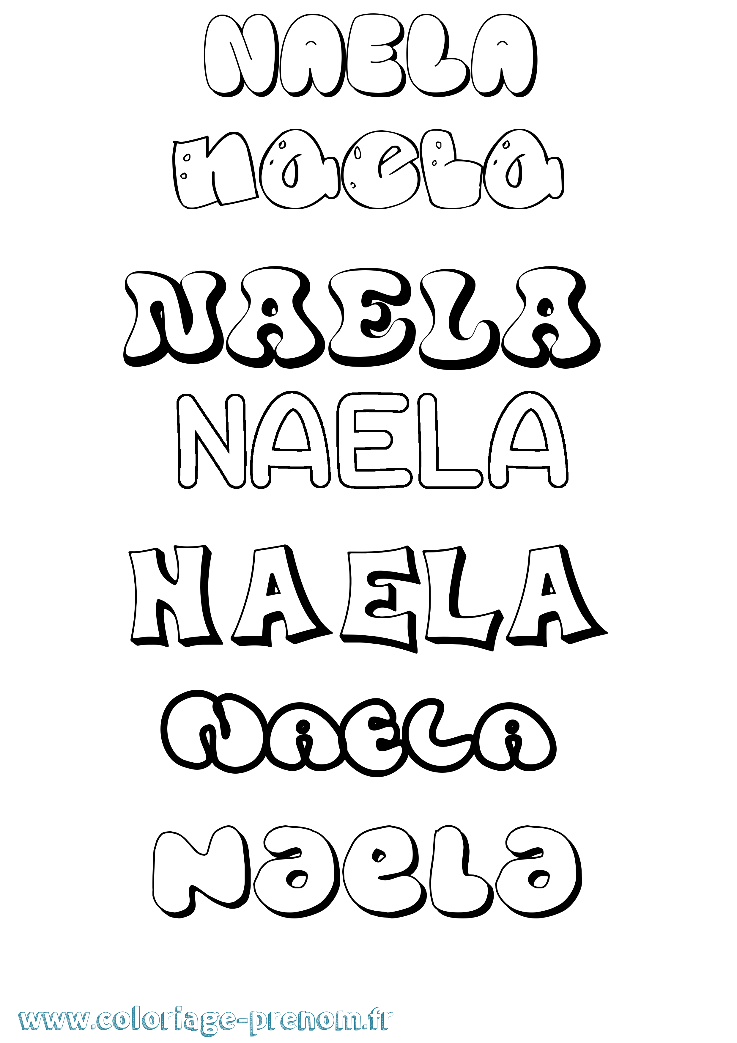 Coloriage Naela Bubble Coloriage prénom Naela Bubble