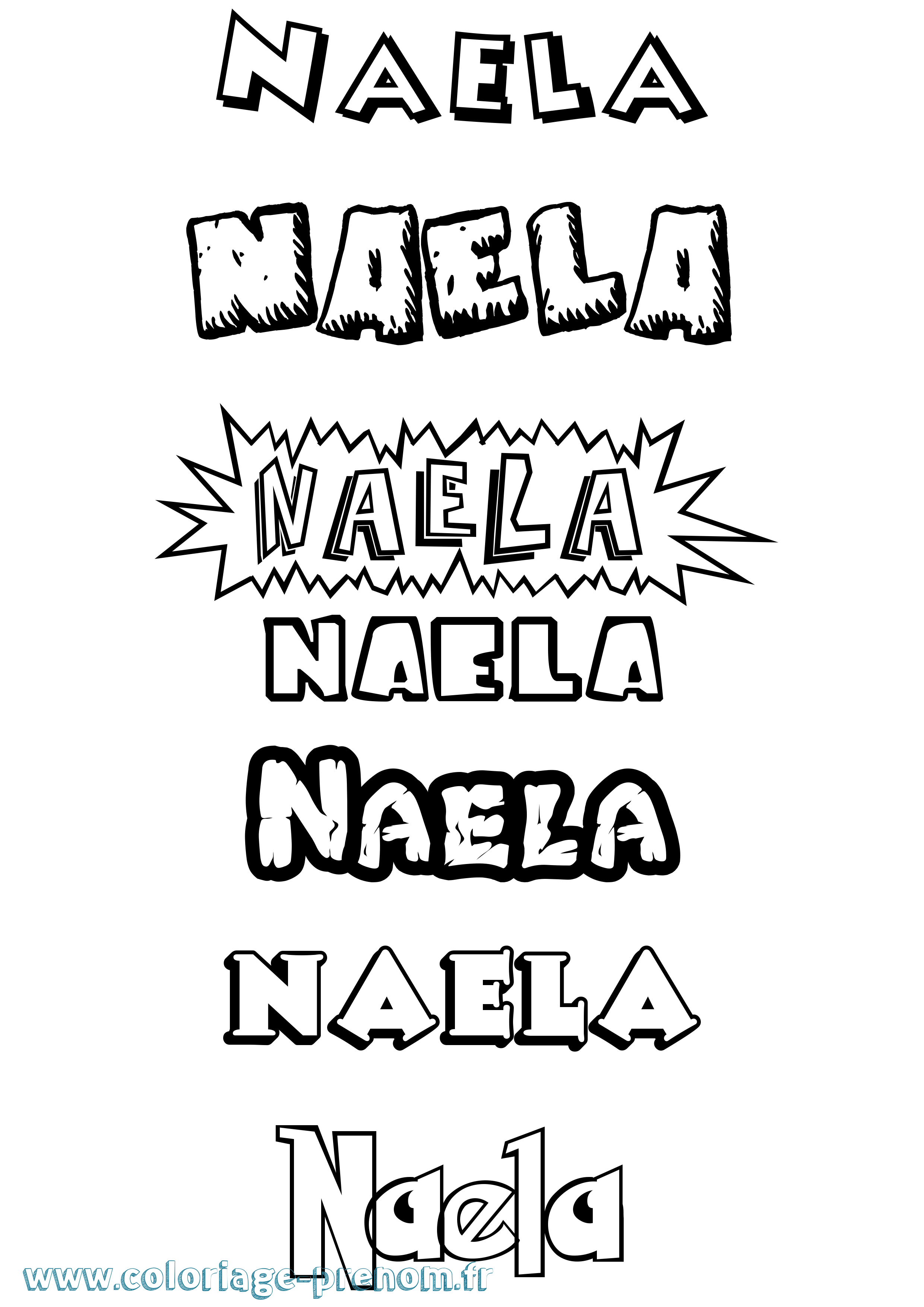 Coloriage Naela Dessin Animé Coloriage prénom Naela Dessin Animé