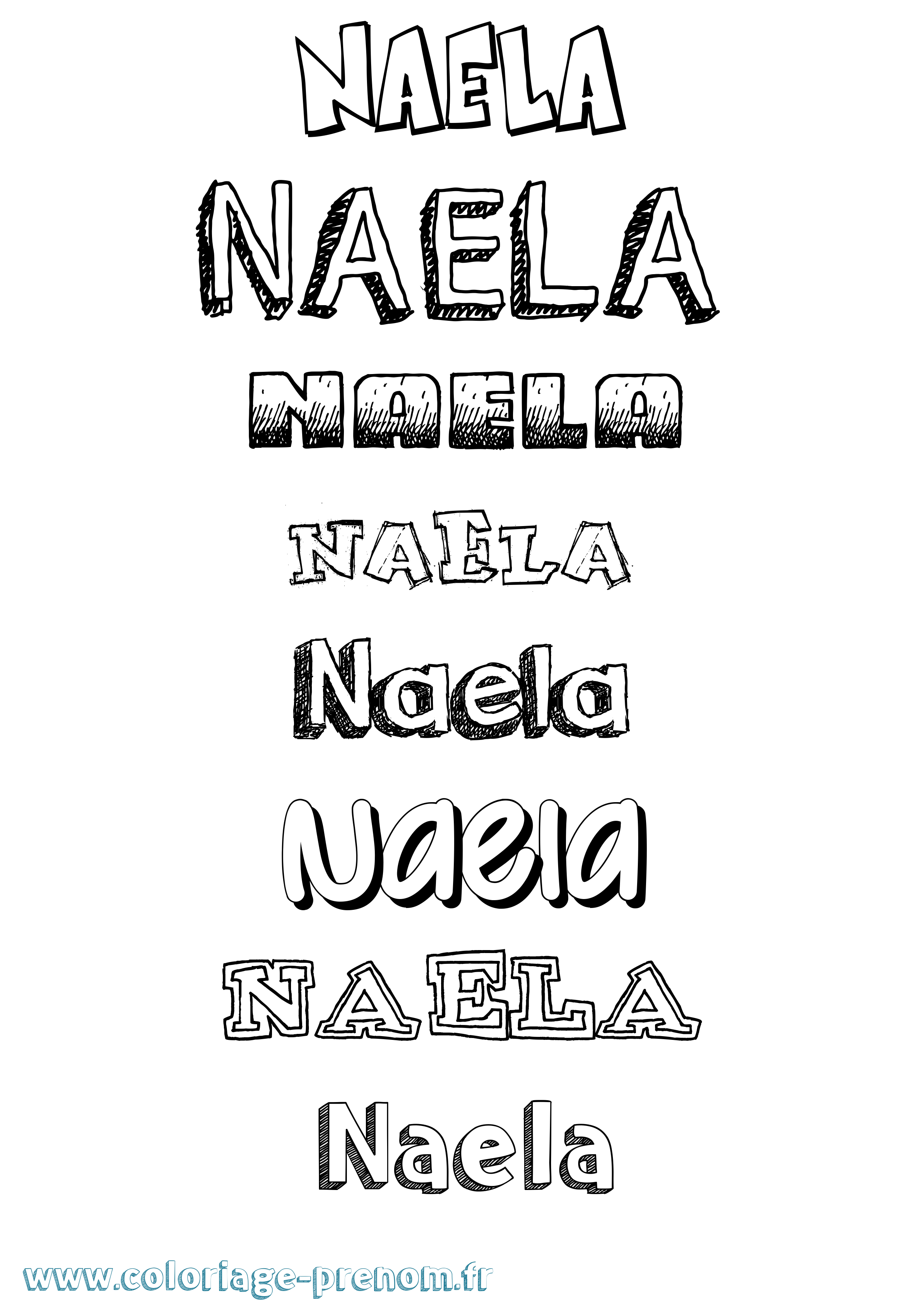 Coloriage Naela Dessiné Coloriage prénom Naela Dessiné