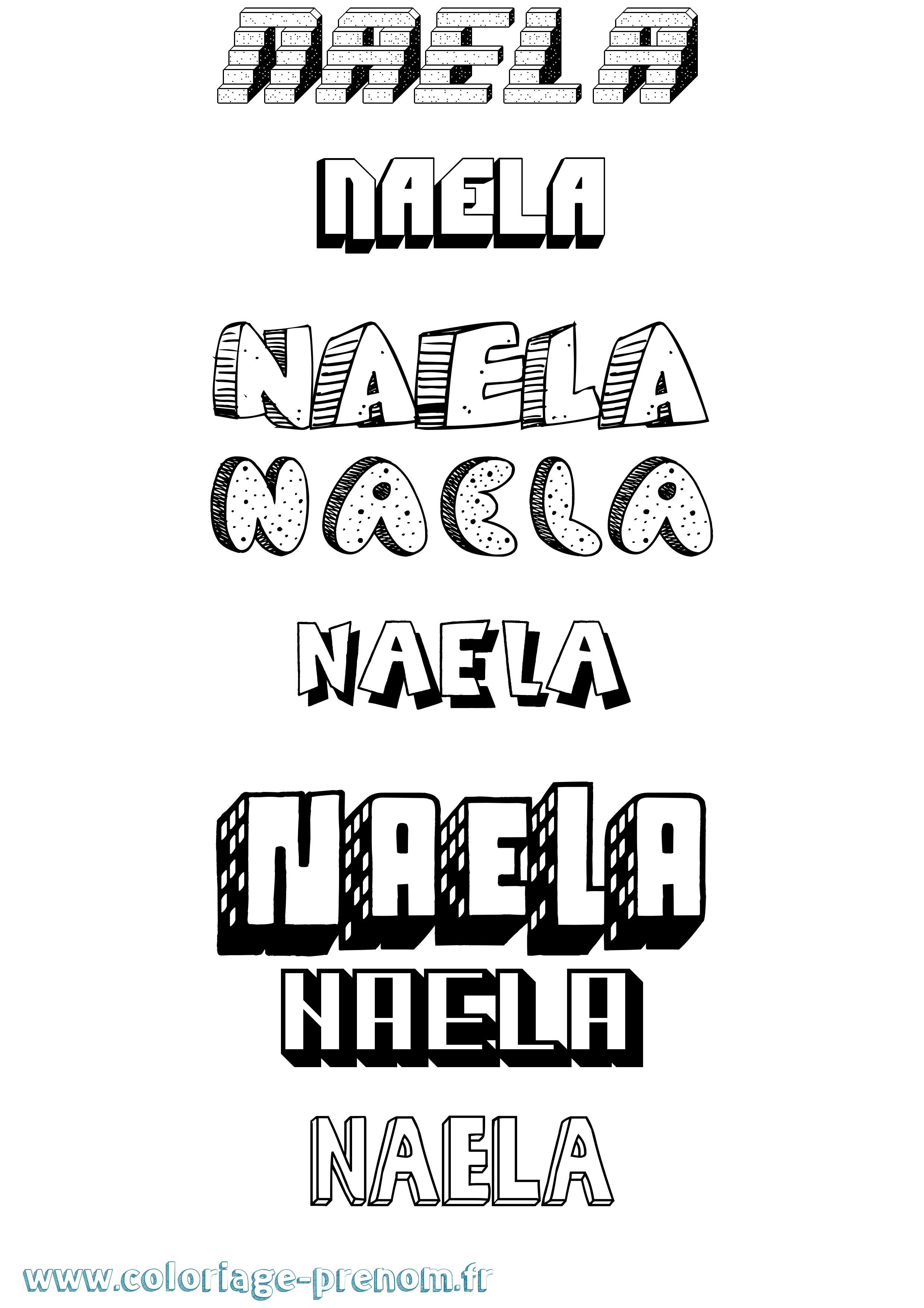 Coloriage Naela Effet 3D Coloriage prénom Naela Effet 3D