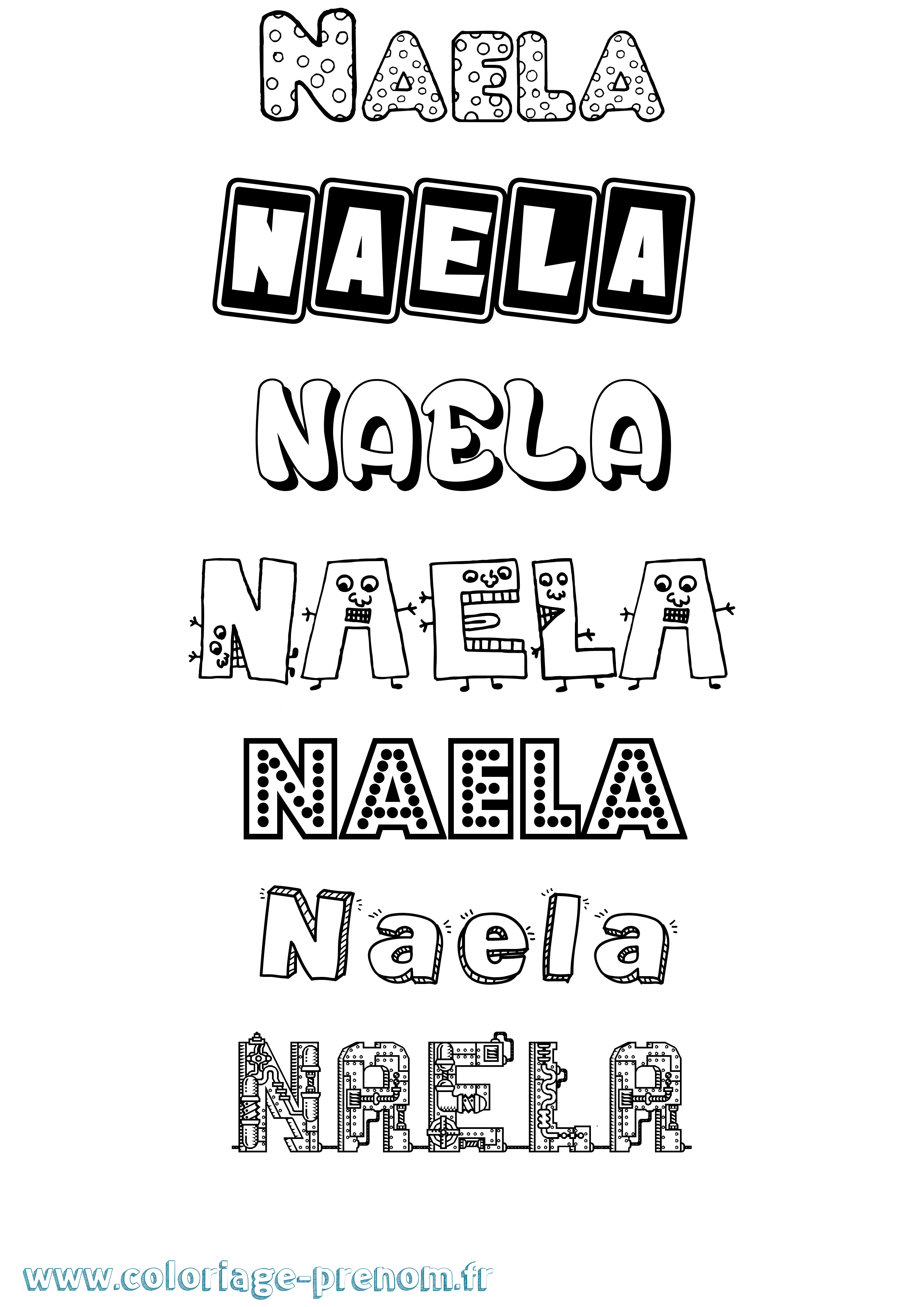 Coloriage Naela Fun Coloriage prénom Naela Fun