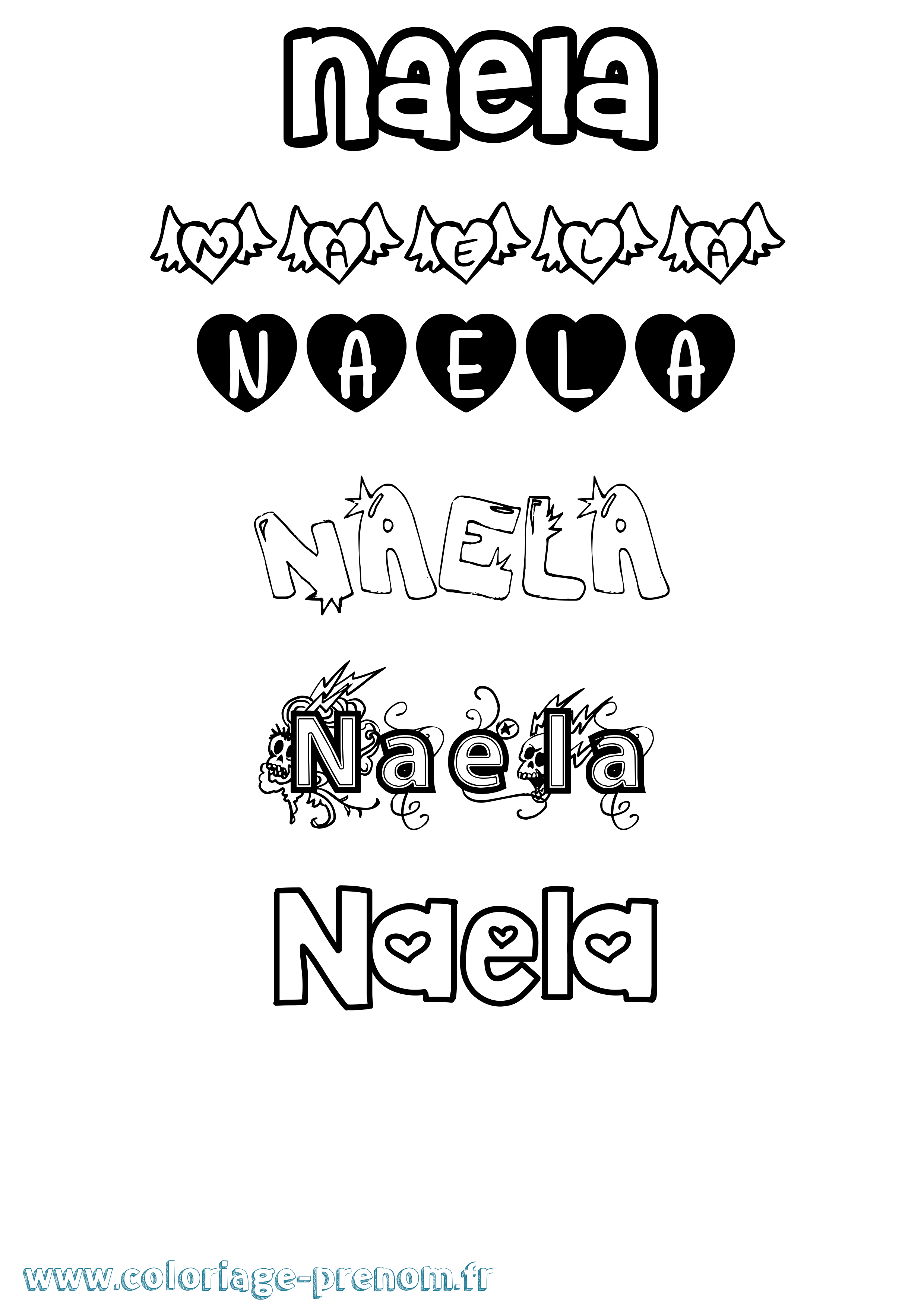 Coloriage Naela Girly Coloriage prénom Naela Girly