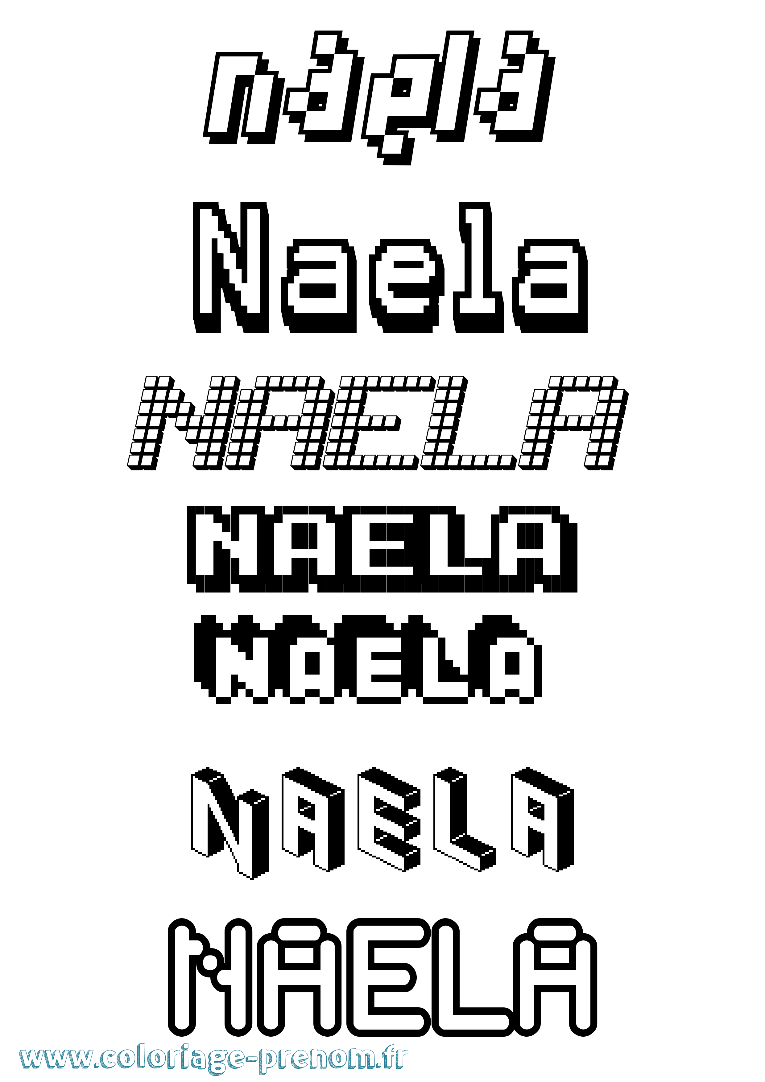 Coloriage Naela Pixel Coloriage prénom Naela Pixel
