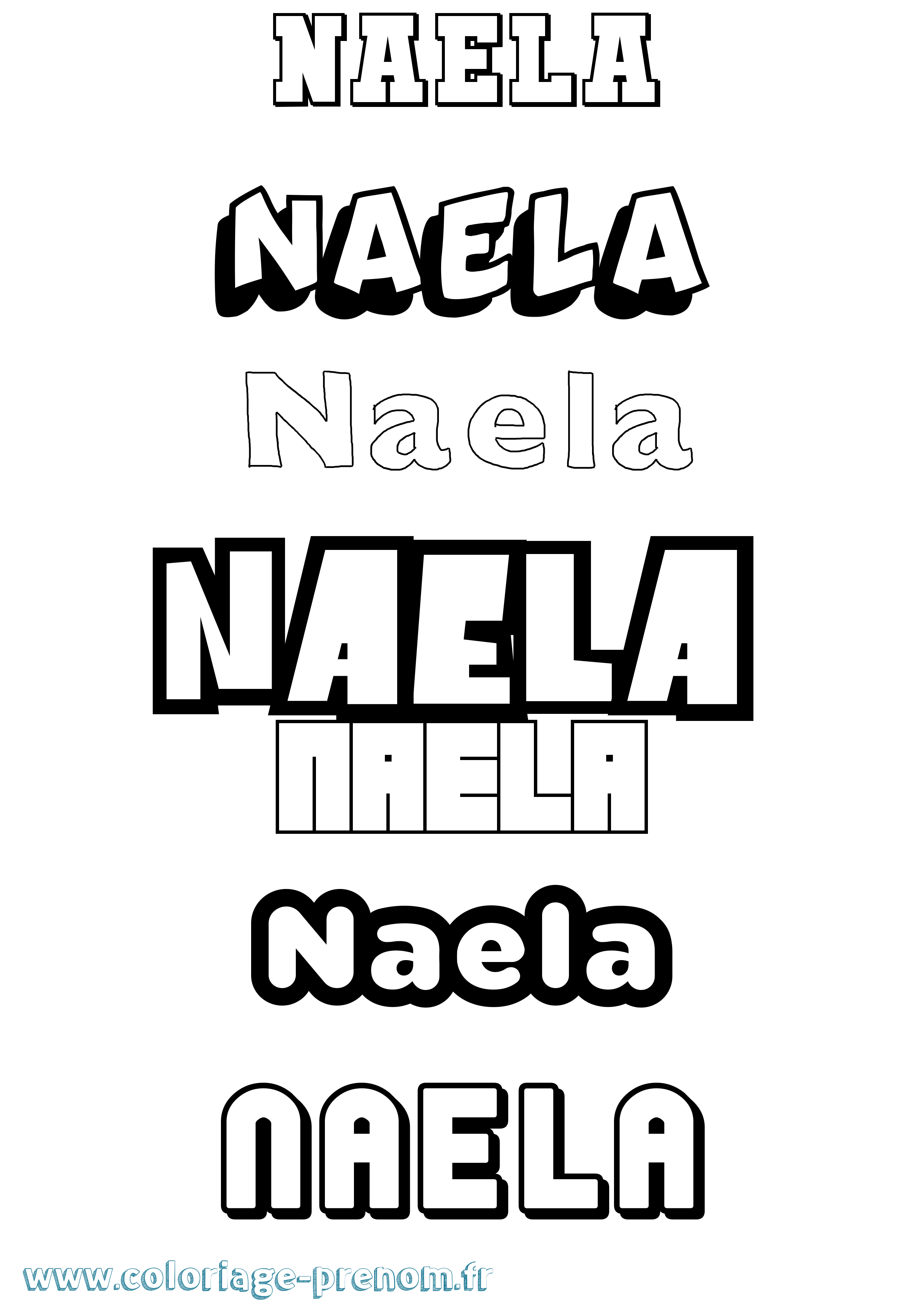 Coloriage Naela Simple Coloriage prénom Naela Simple