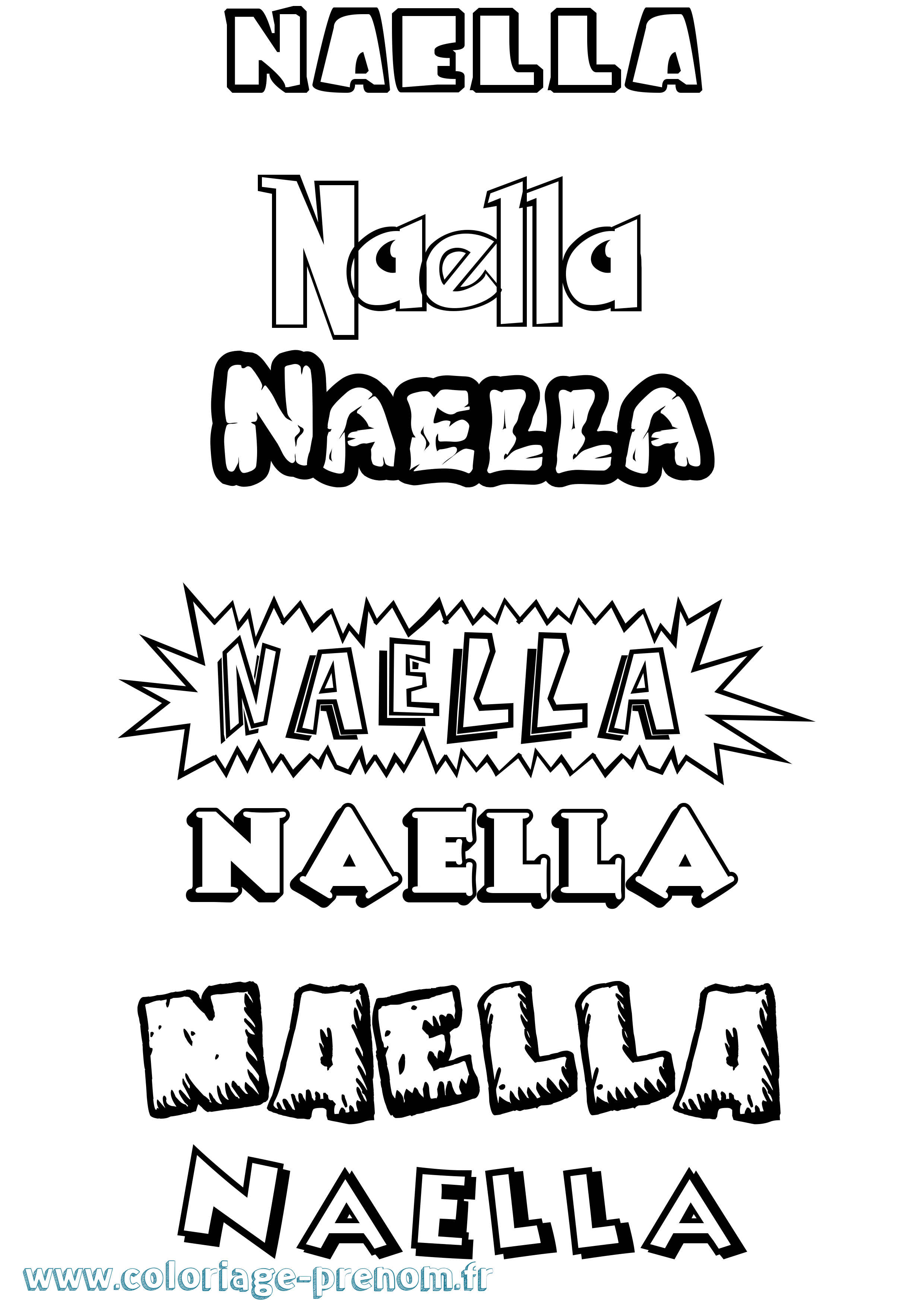 Coloriage Naella Dessin Animé Coloriage prénom Naella Dessin Animé