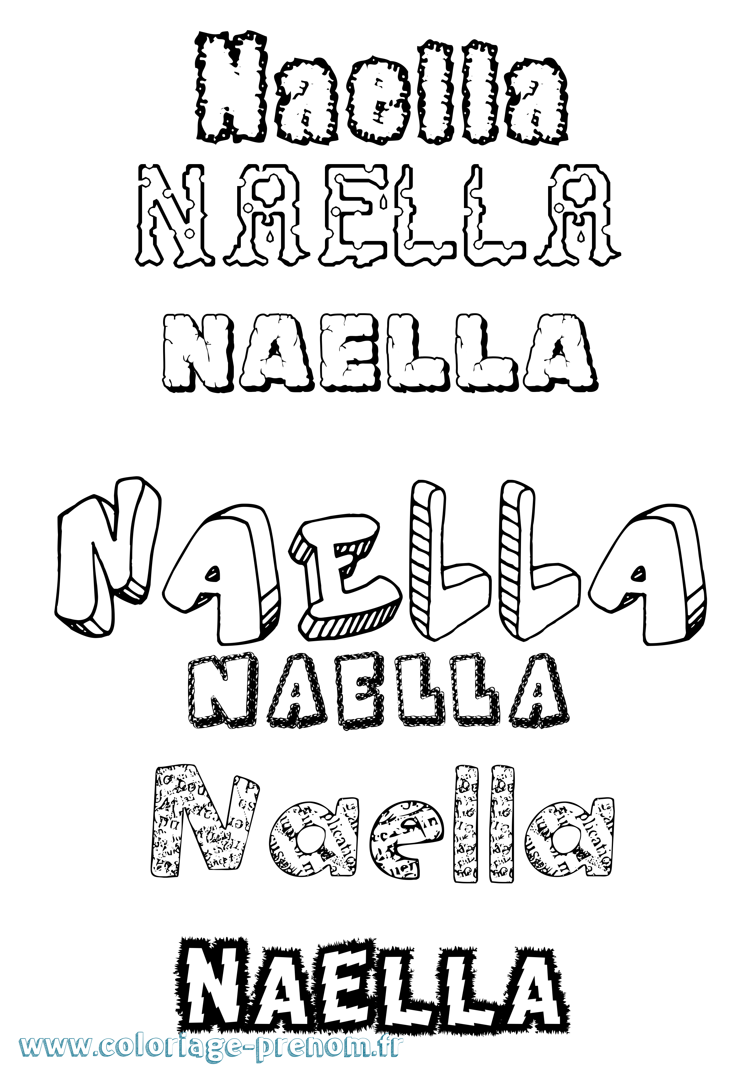 Coloriage Naella Destructuré Coloriage prénom Naella Destructuré