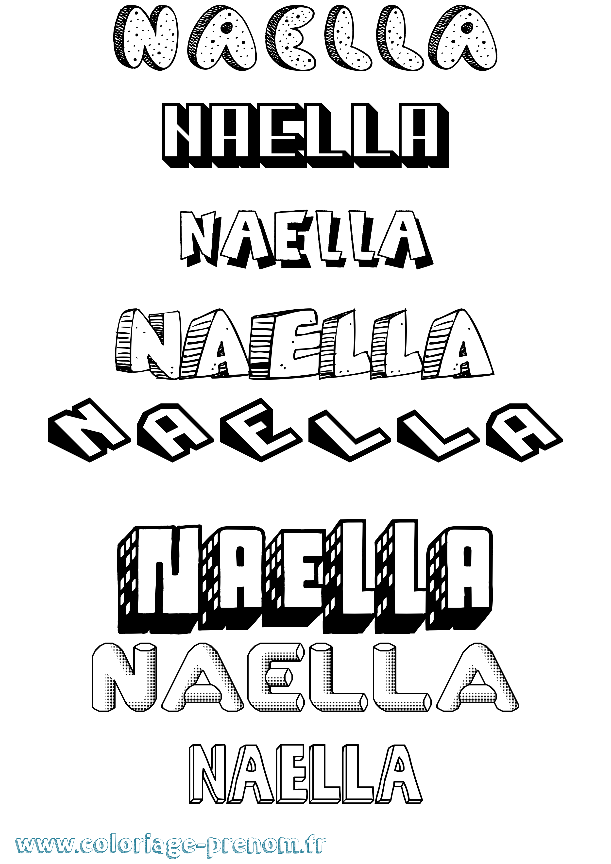 Coloriage Naella Effet 3D Coloriage prénom Naella Effet 3D