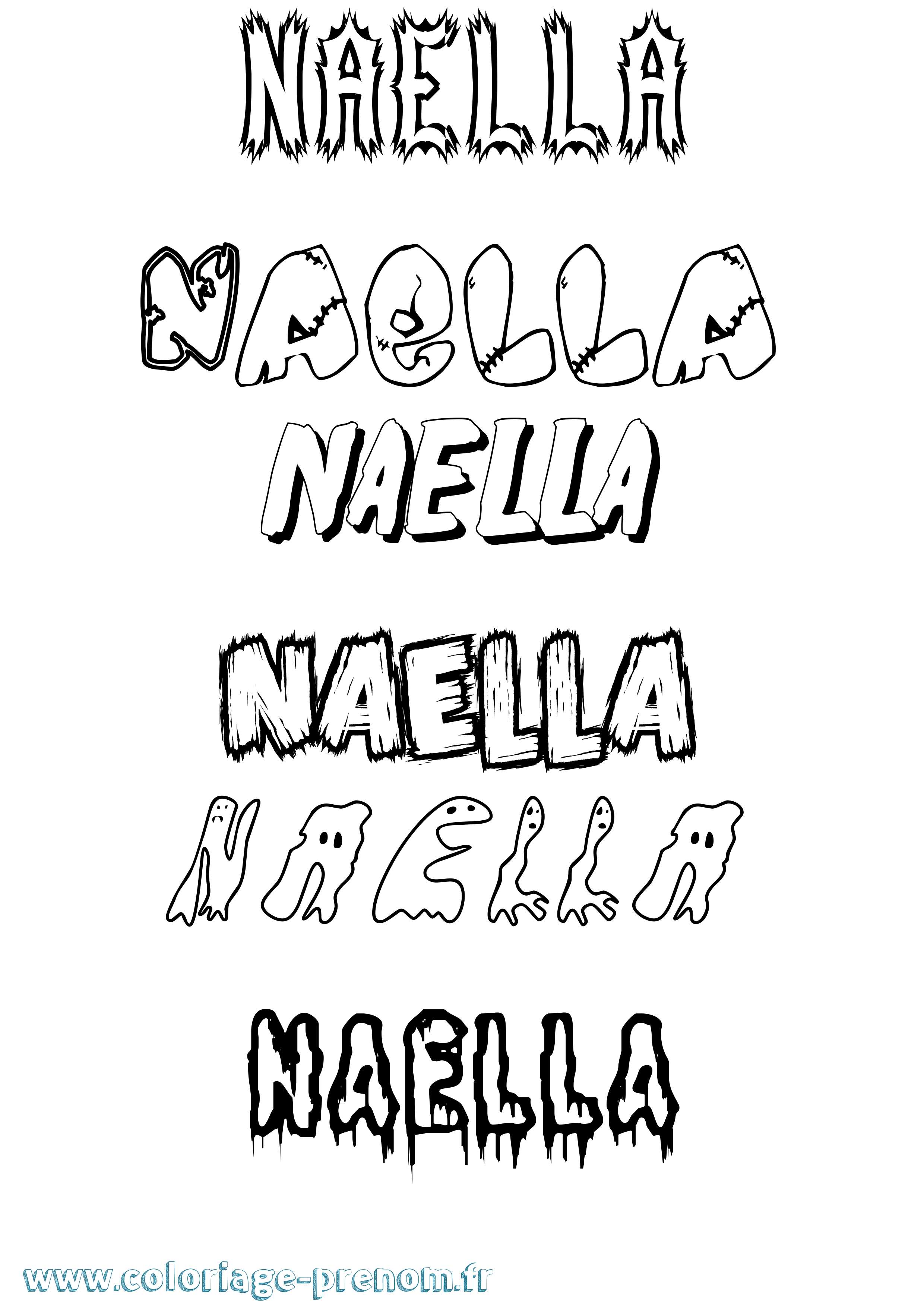 Coloriage Naella Frisson Coloriage prénom Naella Frisson